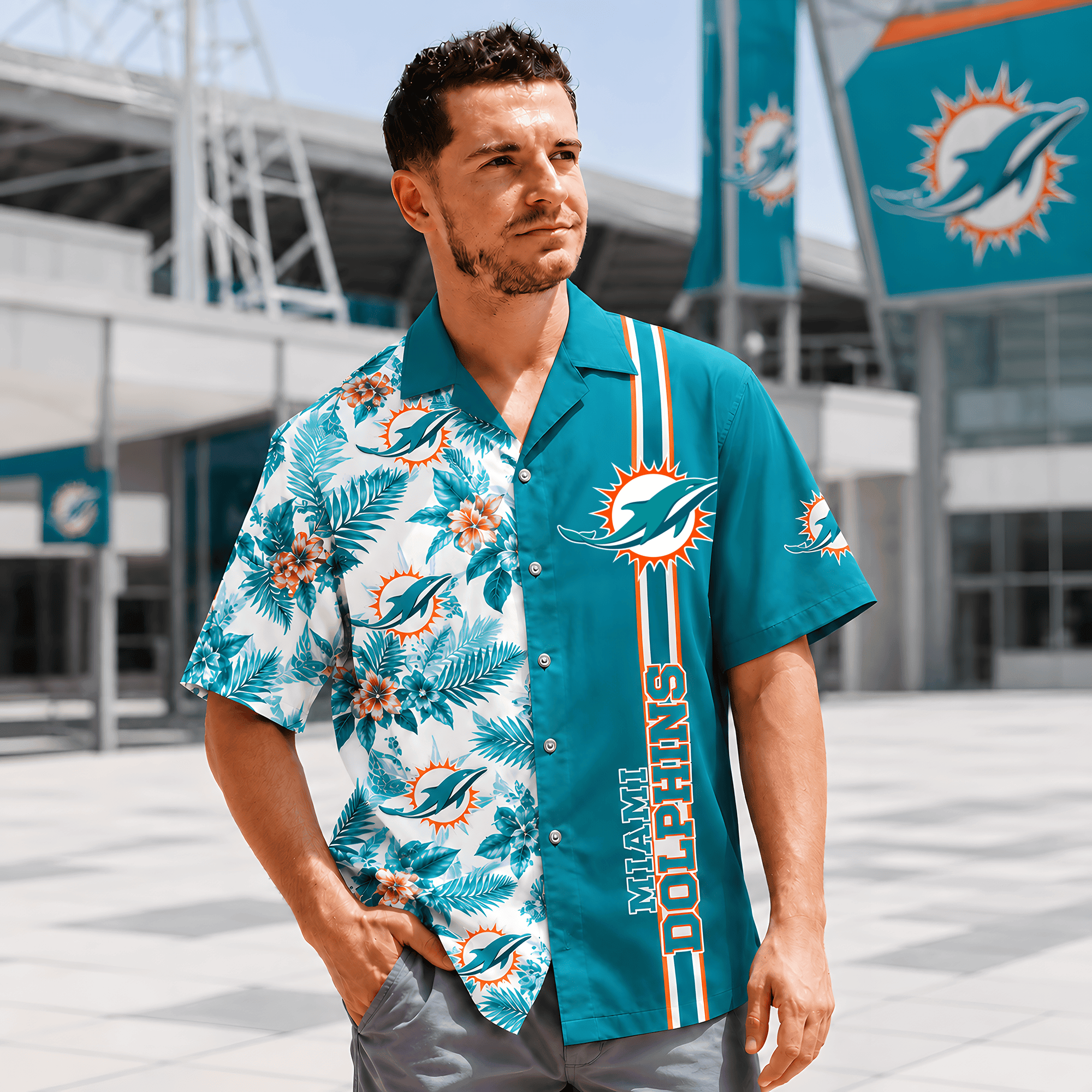 Miami Dolphins | Premium NFL Gridiron Paradise Hawaiian Shirt NTH1