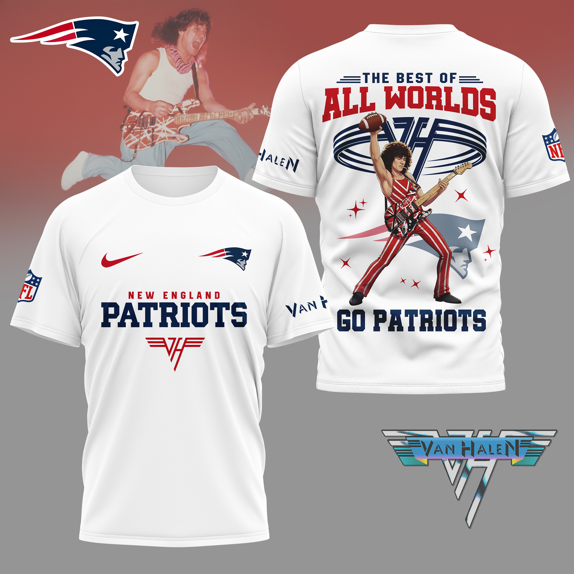New England Patriots | Premium NFL Van Halen Graphic 3D Shirt NY