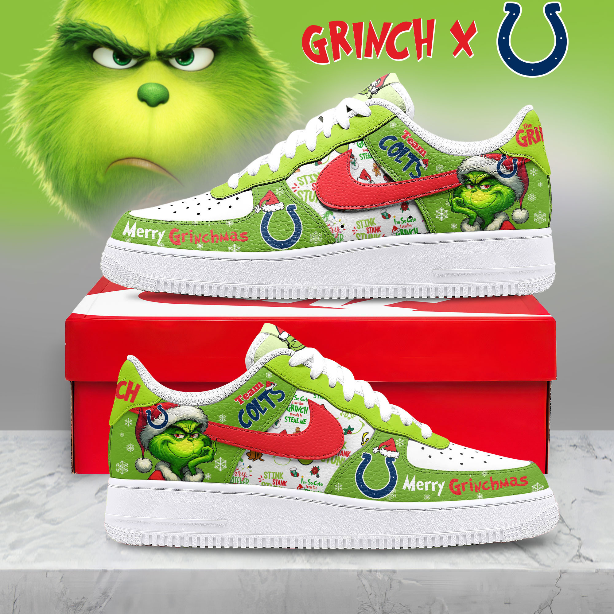 Indianapolis Colts | Premium NFL Grinch AF1 Limited Edition TD