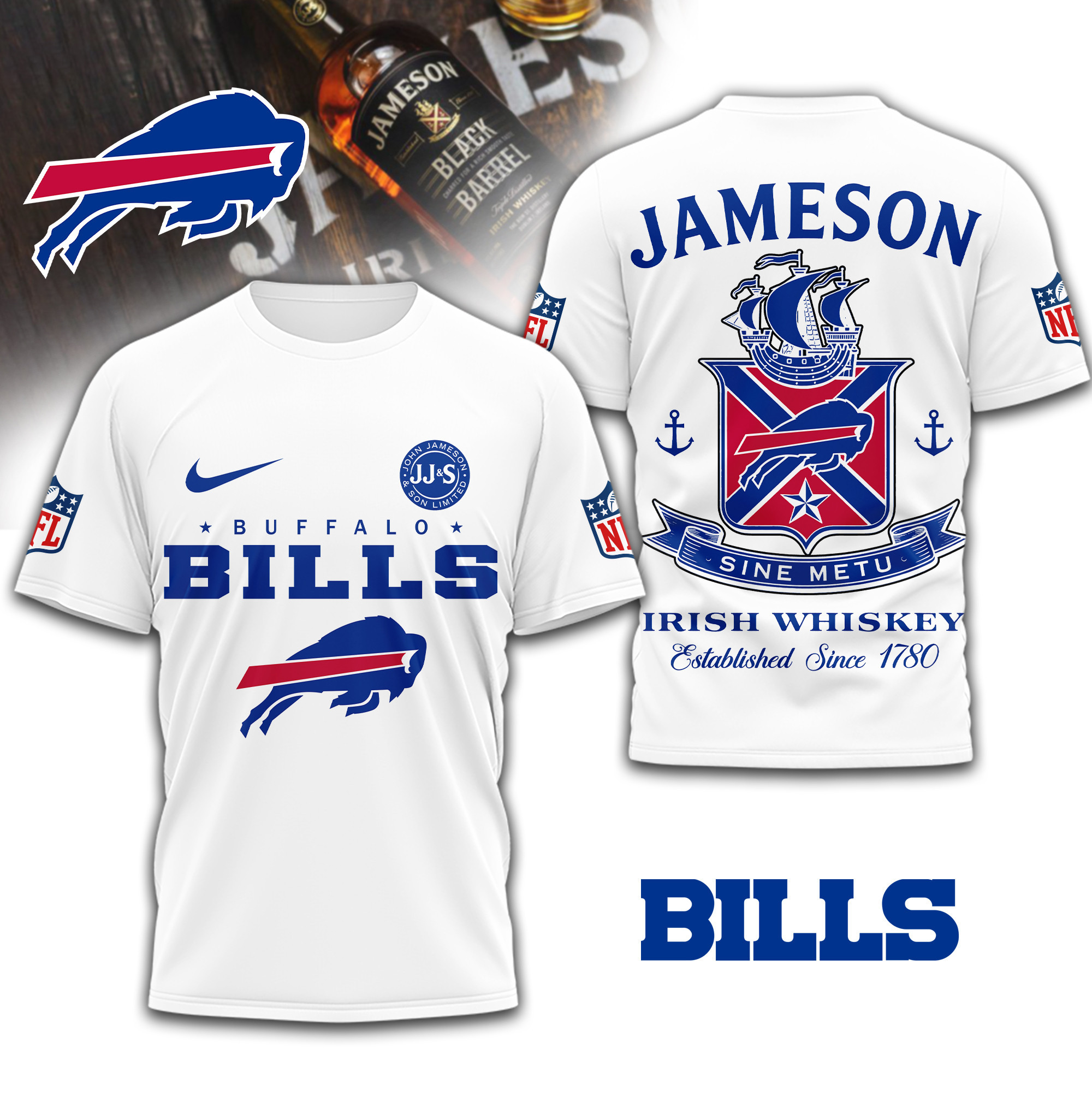 Buffalo Bills | Premium NFL Jameson Irish Whiskey 3D Shirt TD