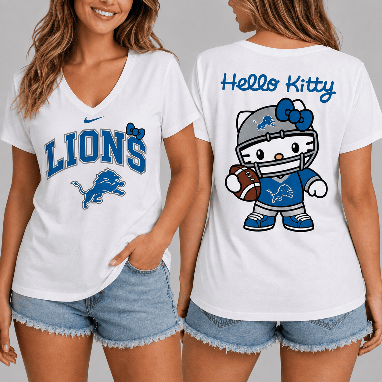 Detroit Lions | Premium NFL Hello Kitty Football T-shirt TD