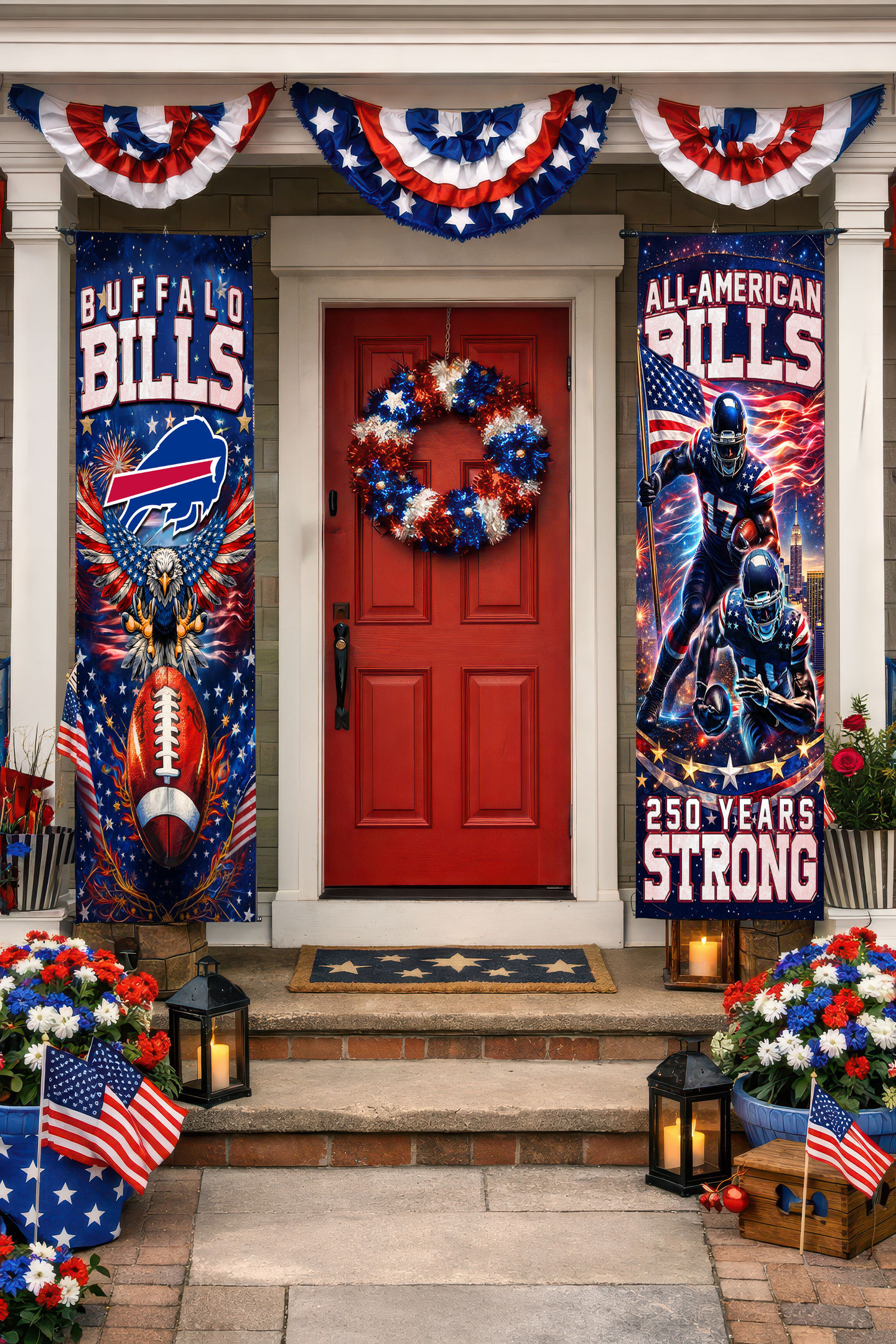 Buffalo Bills | Premium NFL 250th Anniversary Of America Independence Day Porch Sign HY