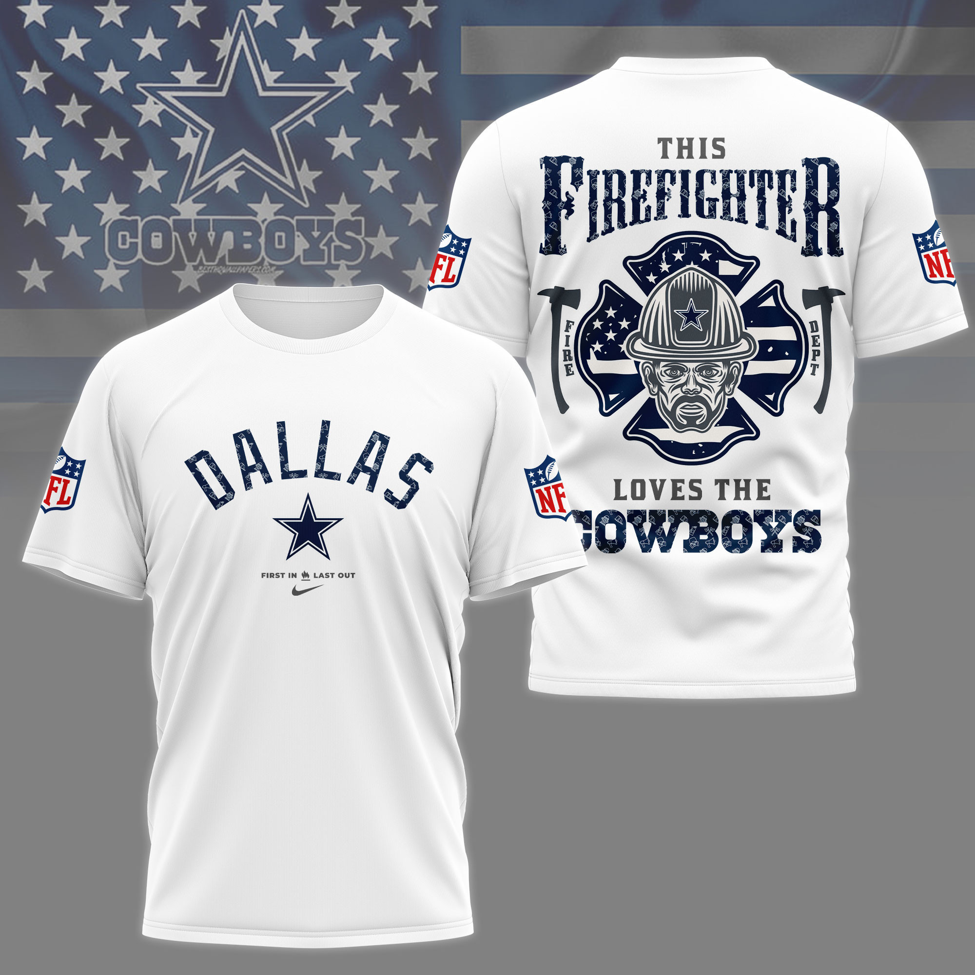 Dallas Cowboys | Premium NFL Firefighter Tribute 3D Shirt NY