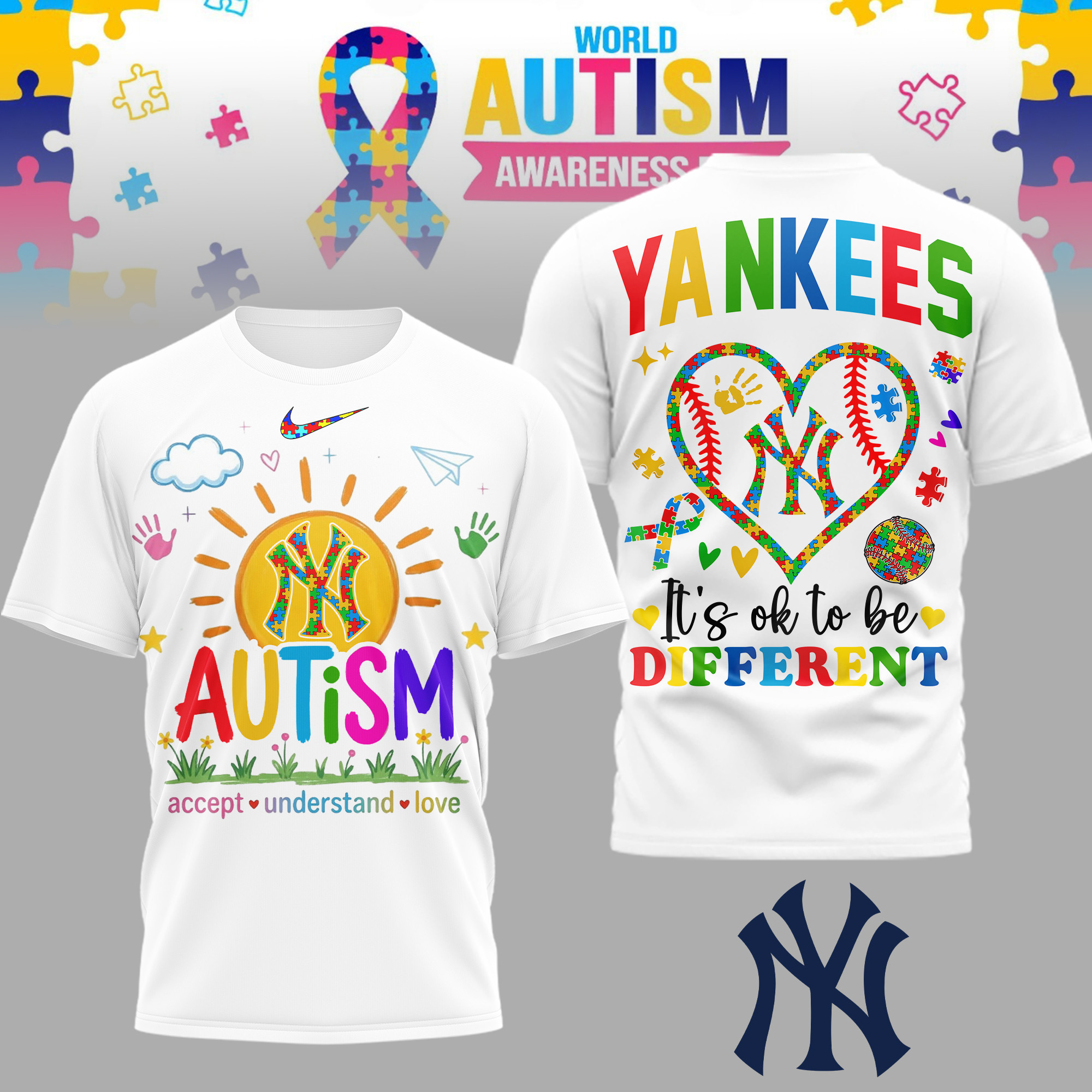 New York Yankees | Premium MLB Autism Acceptance 3D Shirt TD