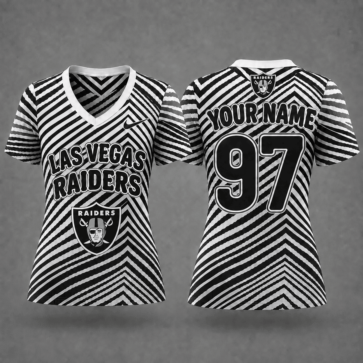 Las Vegas Raiders| Premium NFL Personalized Dynamic Stripe Women’s V-Neck Jersey NY