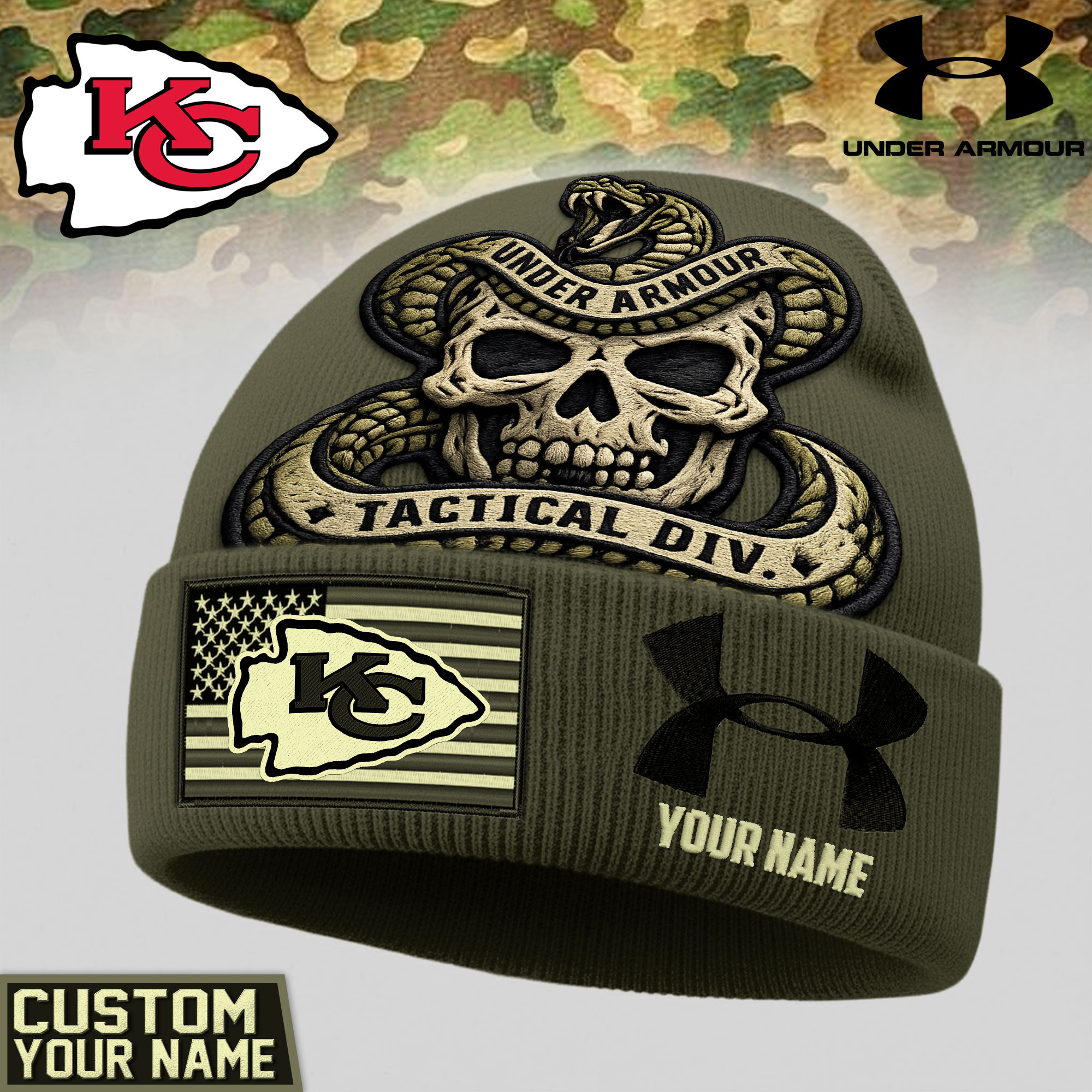 Kansas City Chiefs | Premium NFL Tactical DIV Under Armour Beanie Hat TD