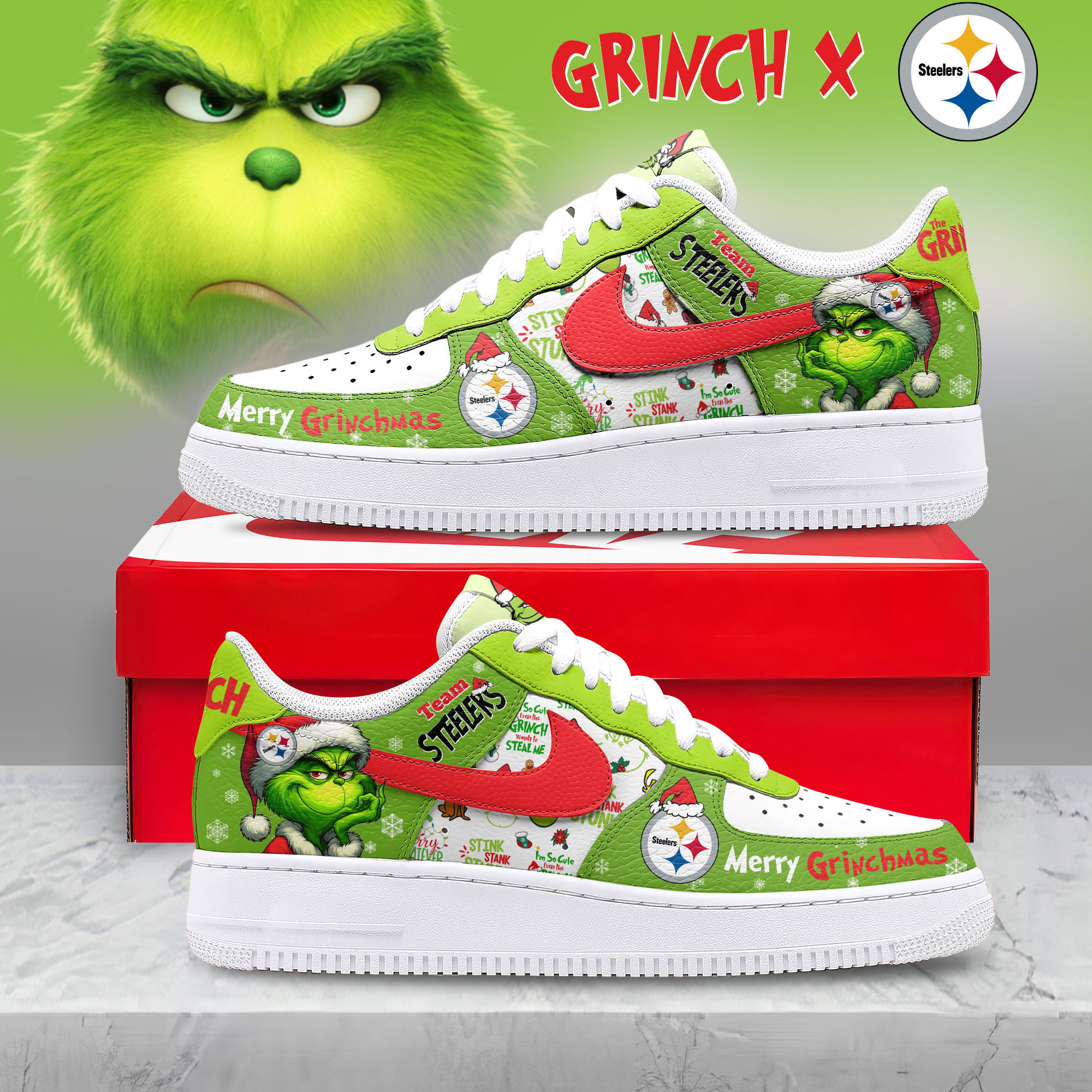 Pittsburgh Steelers | Premium NFL Grinch AF1 Limited Edition TD