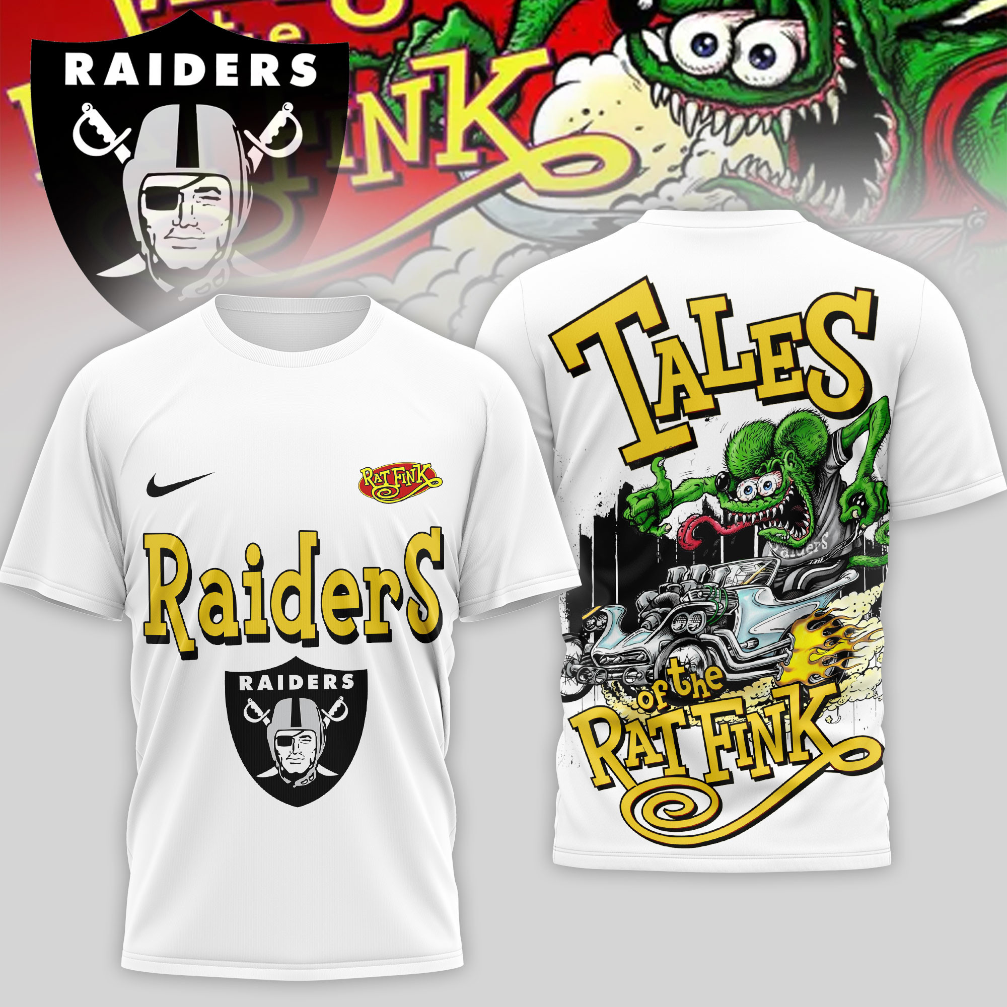 Las Vegas Raiders | Premium NFL Rat Fink 3D Shirt TD
