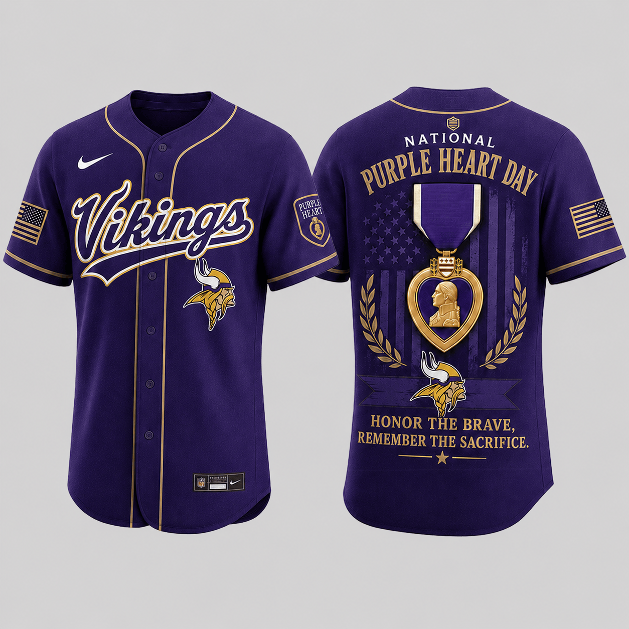 Minnesota Vikings | Premium NFL Purple Heart Day Jersey Shirt TD