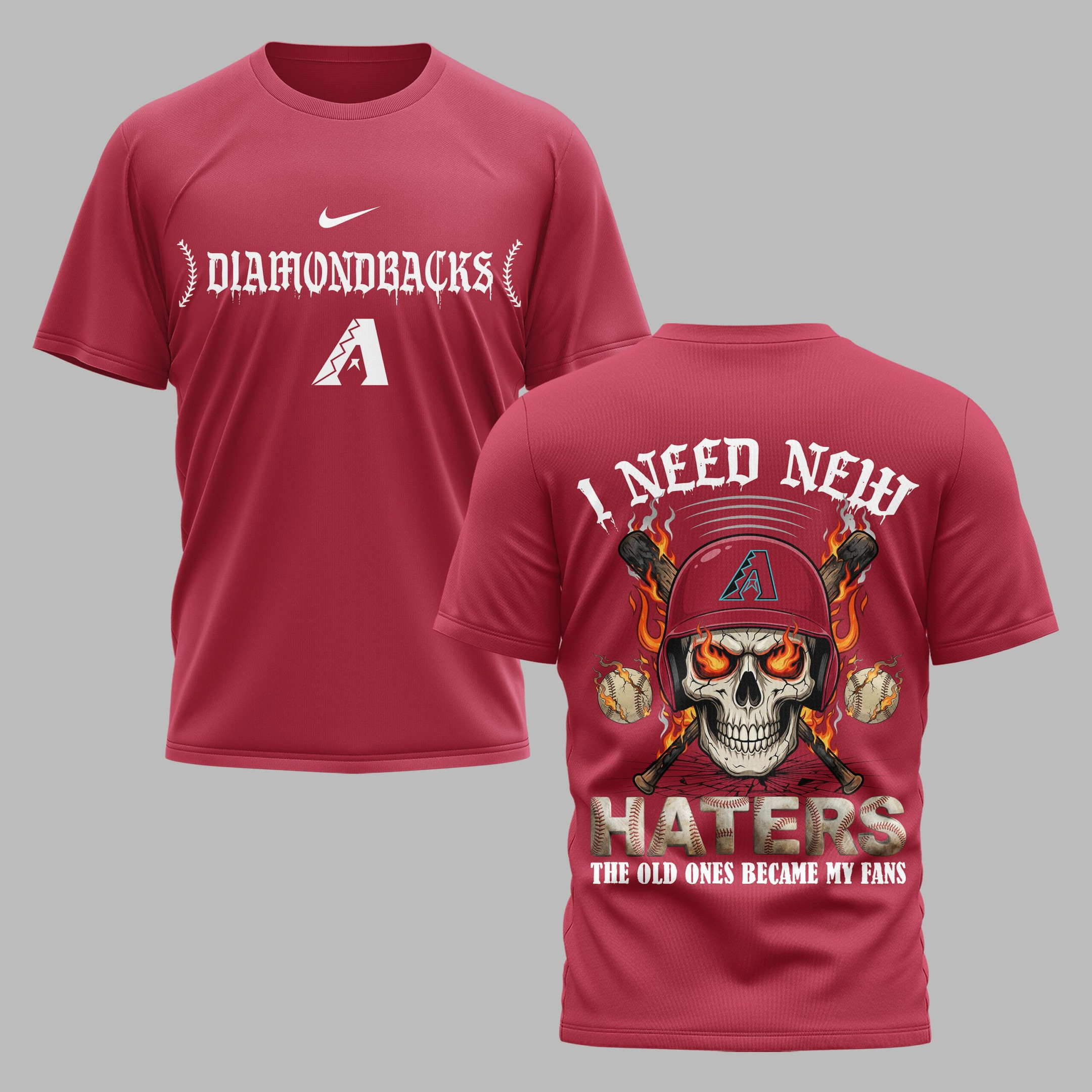 Arizona Diamondbacks X Fire Skull Baseball Premium T Shirt