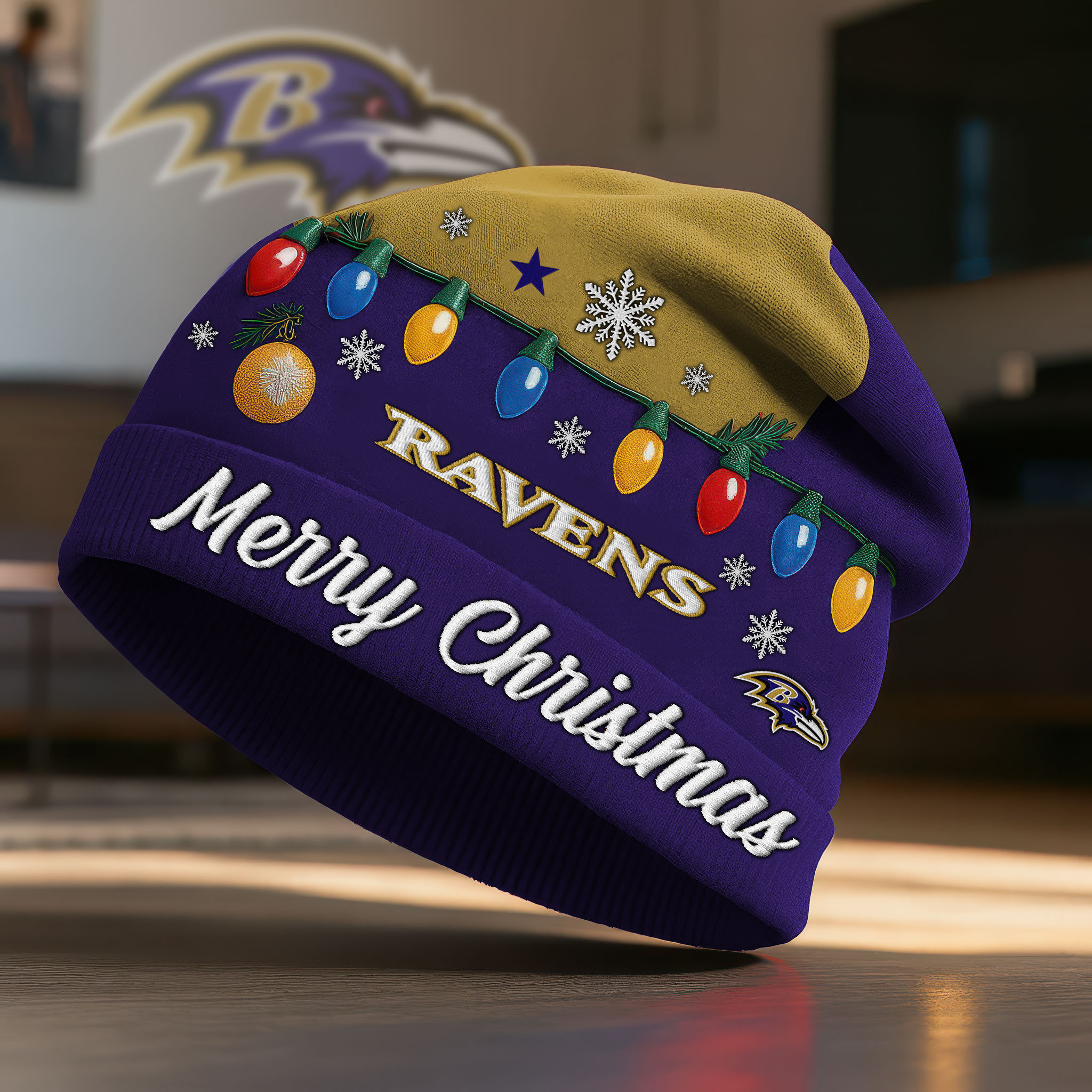 Baltimore Ravens | Premium NFL Christmas Beanie Hat NY