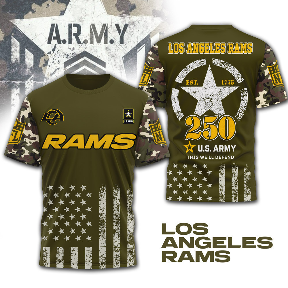 Los Angeles Rams | Premium NFL Military Pride 3D Shirt NTH1