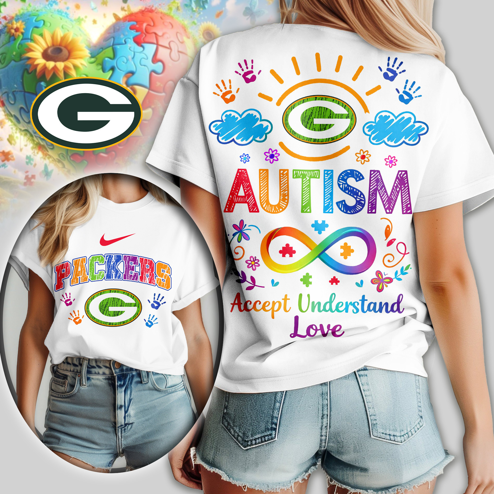 Green Bay Packers | Premium NFL National Autism Acceptance Month Women Shirt TD