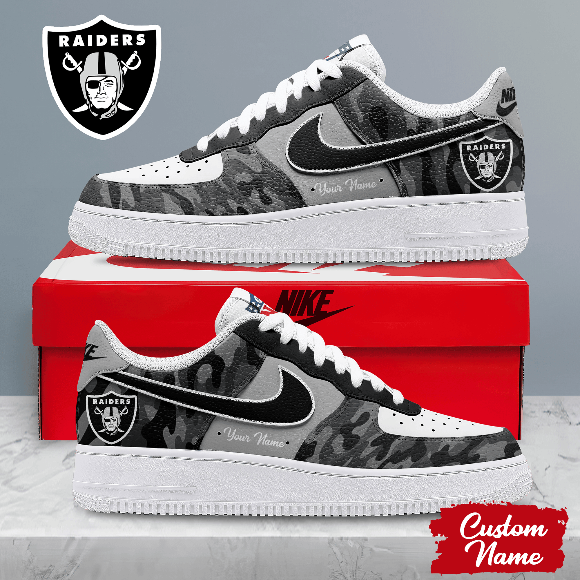 Las Vegas Raiders | Premium NFL End Zone Energy AF1 Shoes NTH1