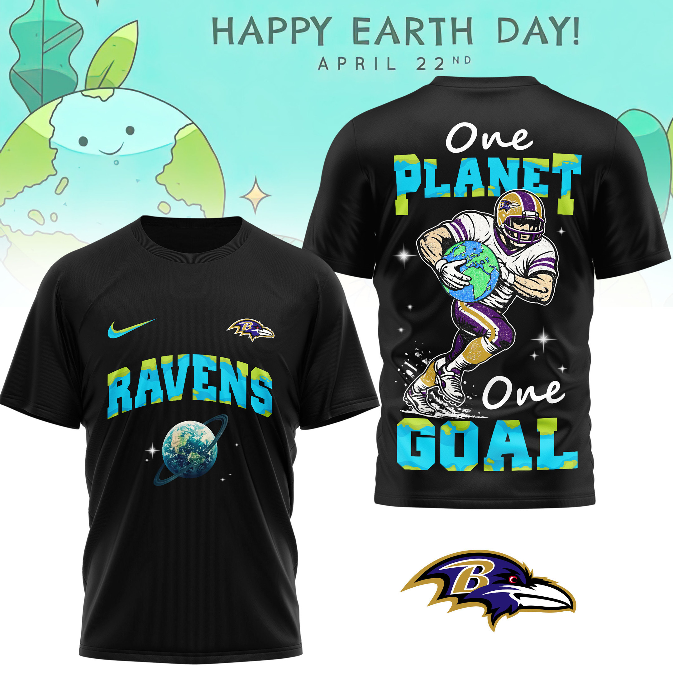 Baltimore Ravens | Premium NFL x Earth Day 3D Shirt HY