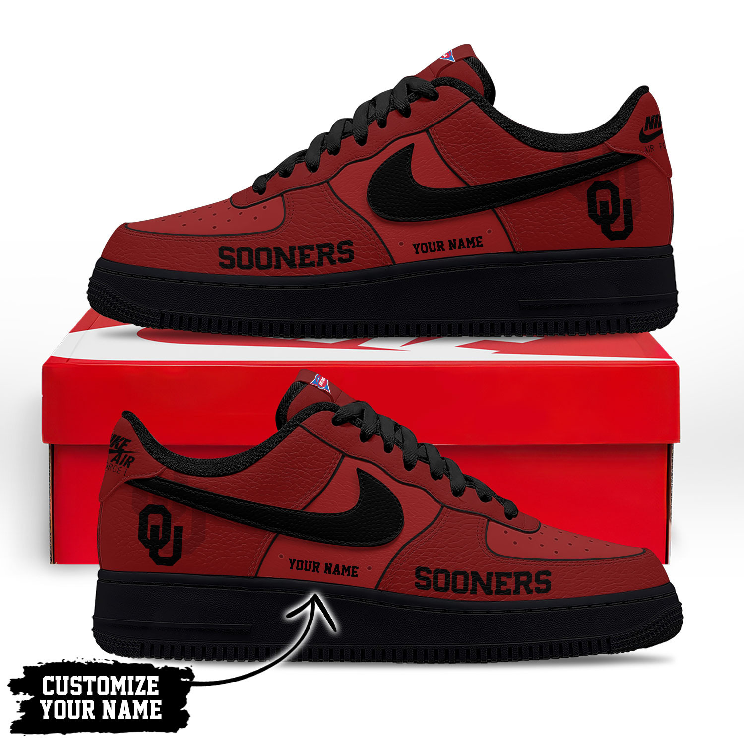 Oklahoma Sooners | Premium NCAA Custom AF1 Shoes NY