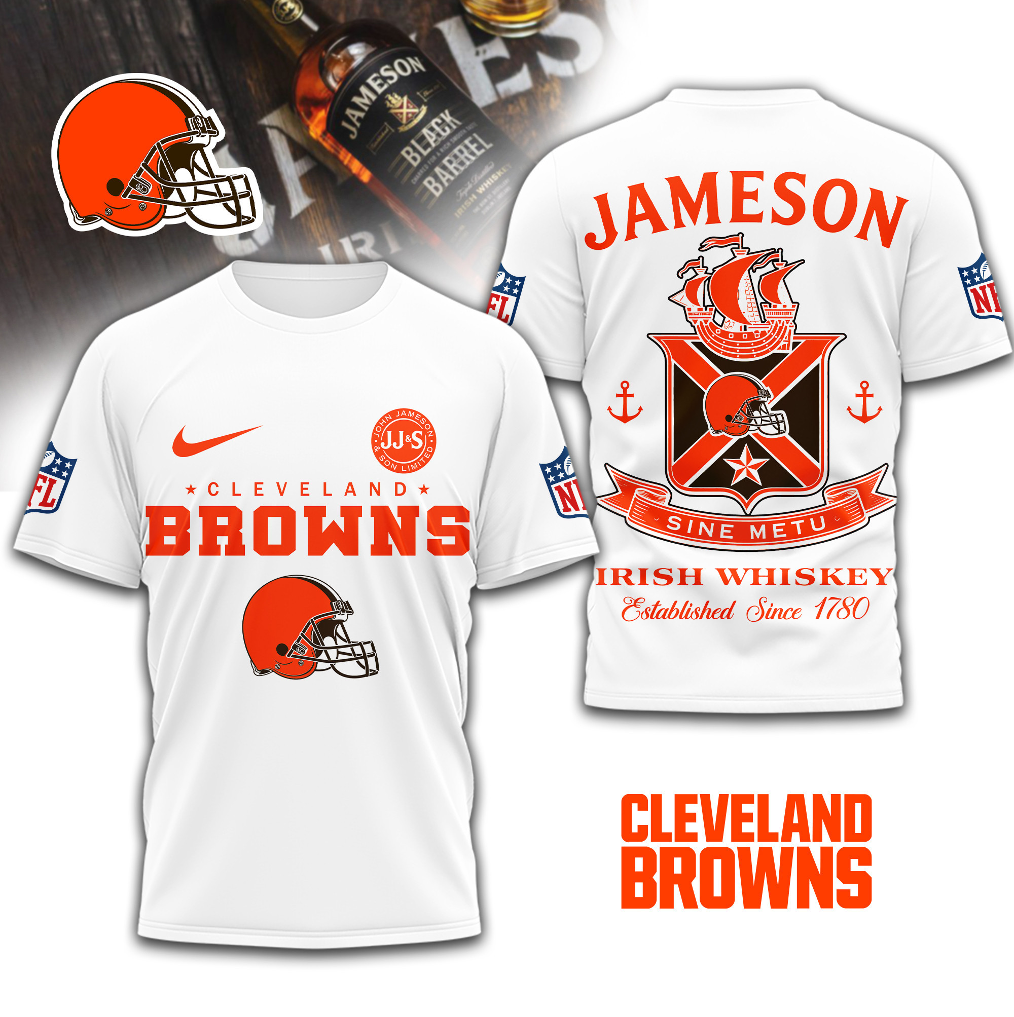Cleveland Browns | Premium NFL Jameson Irish Whiskey 3D Shirt TD
