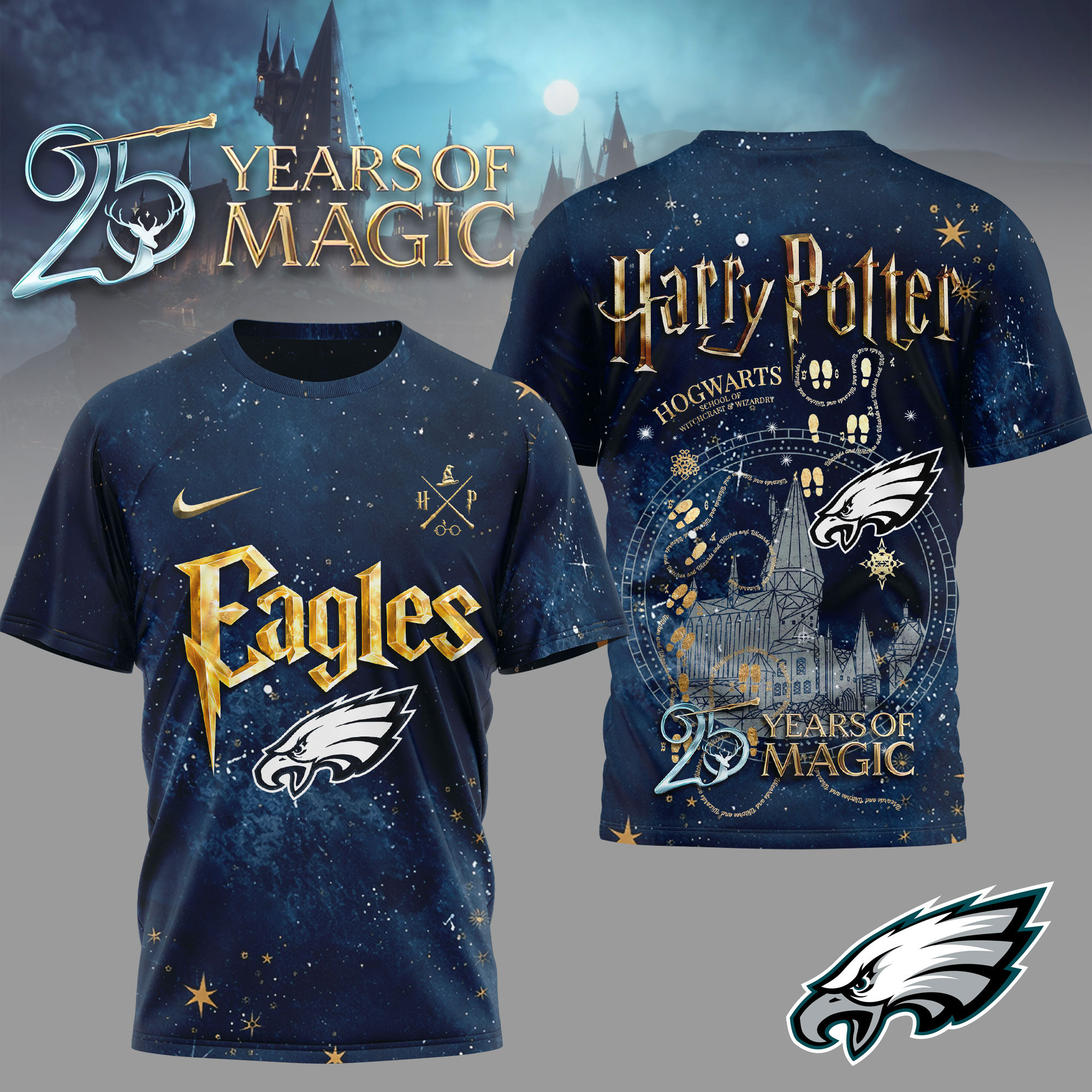 Philadelphia Eagles | Premium NFL Harry Potter 25 Years Of Magic 3D Shirt TD