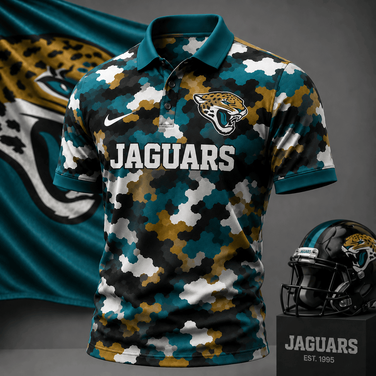 Jacksonville Jaguars | Premium NFL Camo Polo Shirt NY