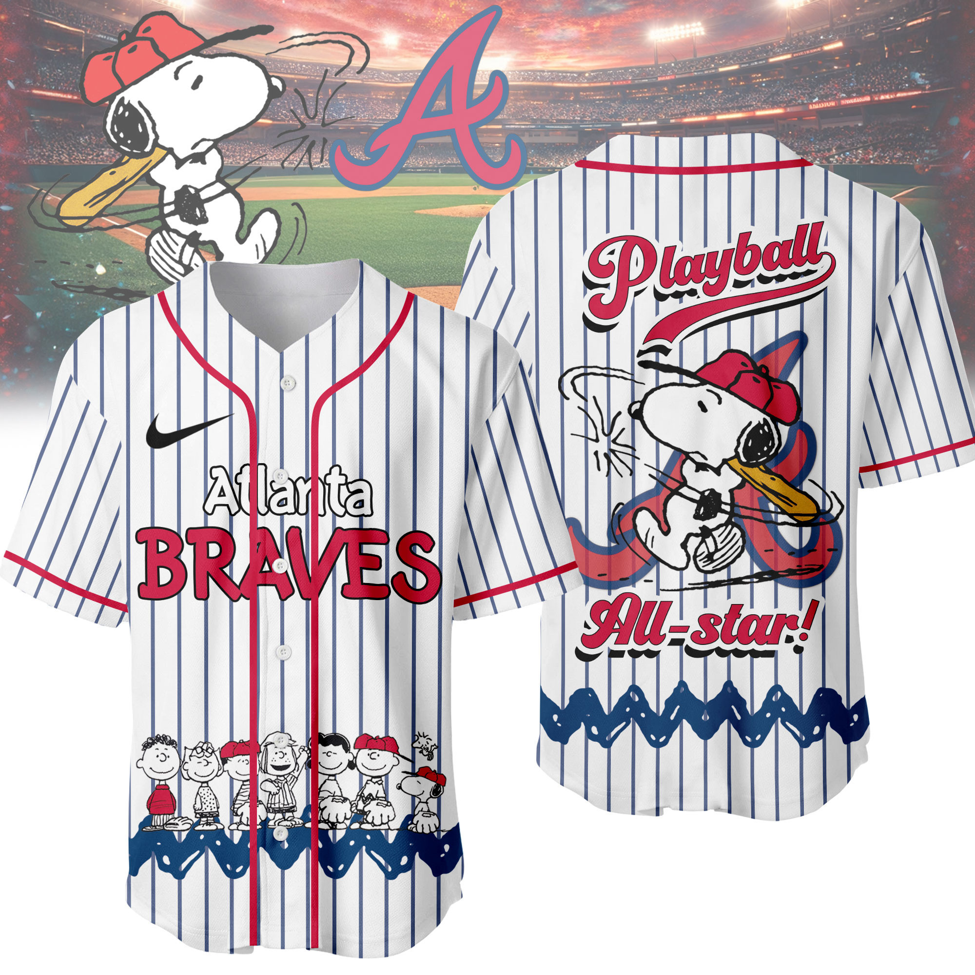 Atlanta Braves | Premium MLB Snoopy Playball Jersey HY