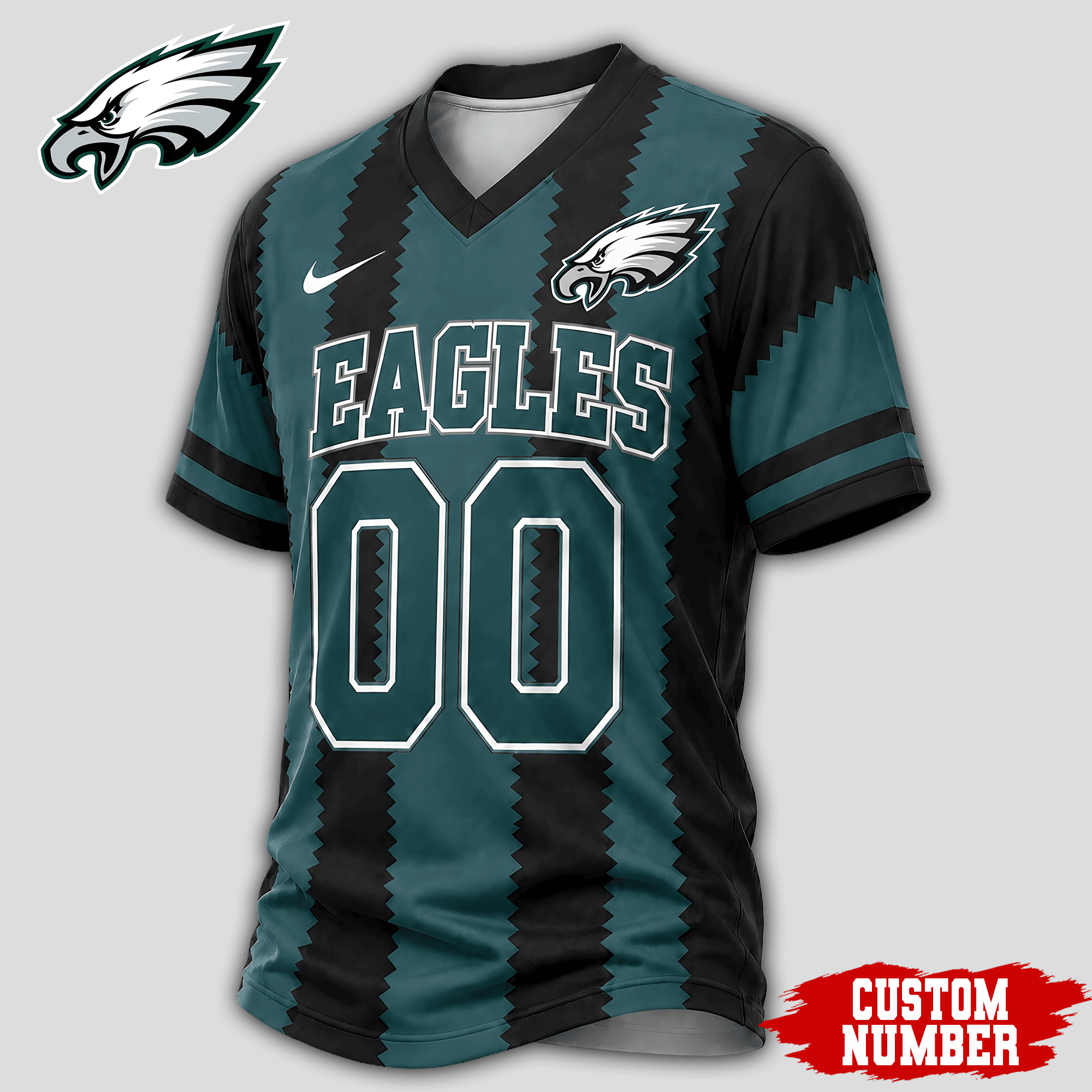 Philadelphia Eagles | Premium NFL Bold Stripe Custom V-Neck Jersey NTH1