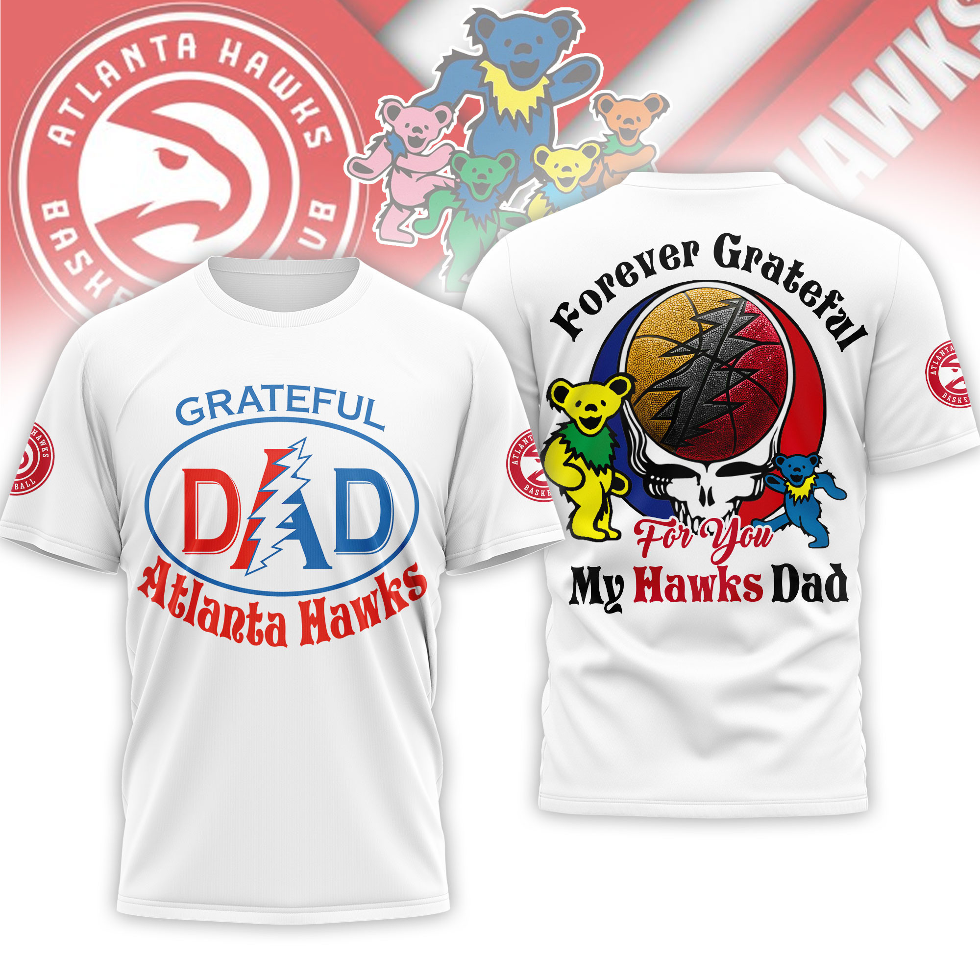 Atlanta Hawks | Premium NBA Grateful Dead Father Day 3D Shirt HY
