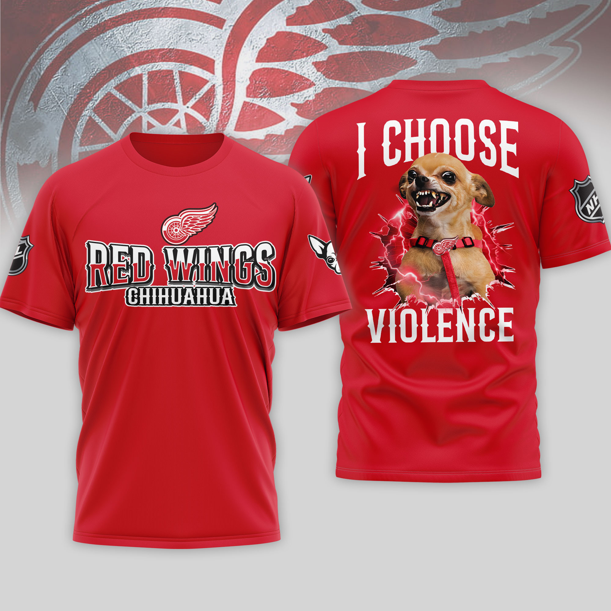 Detroit Red Wings | Premium NHL Chihuahua Violent 3D T-Shirt HY