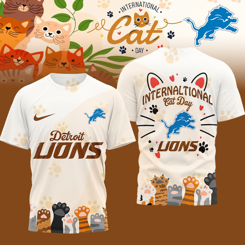 Detroit Lions | Premium NFL International Cat Day 3D Shirt HI