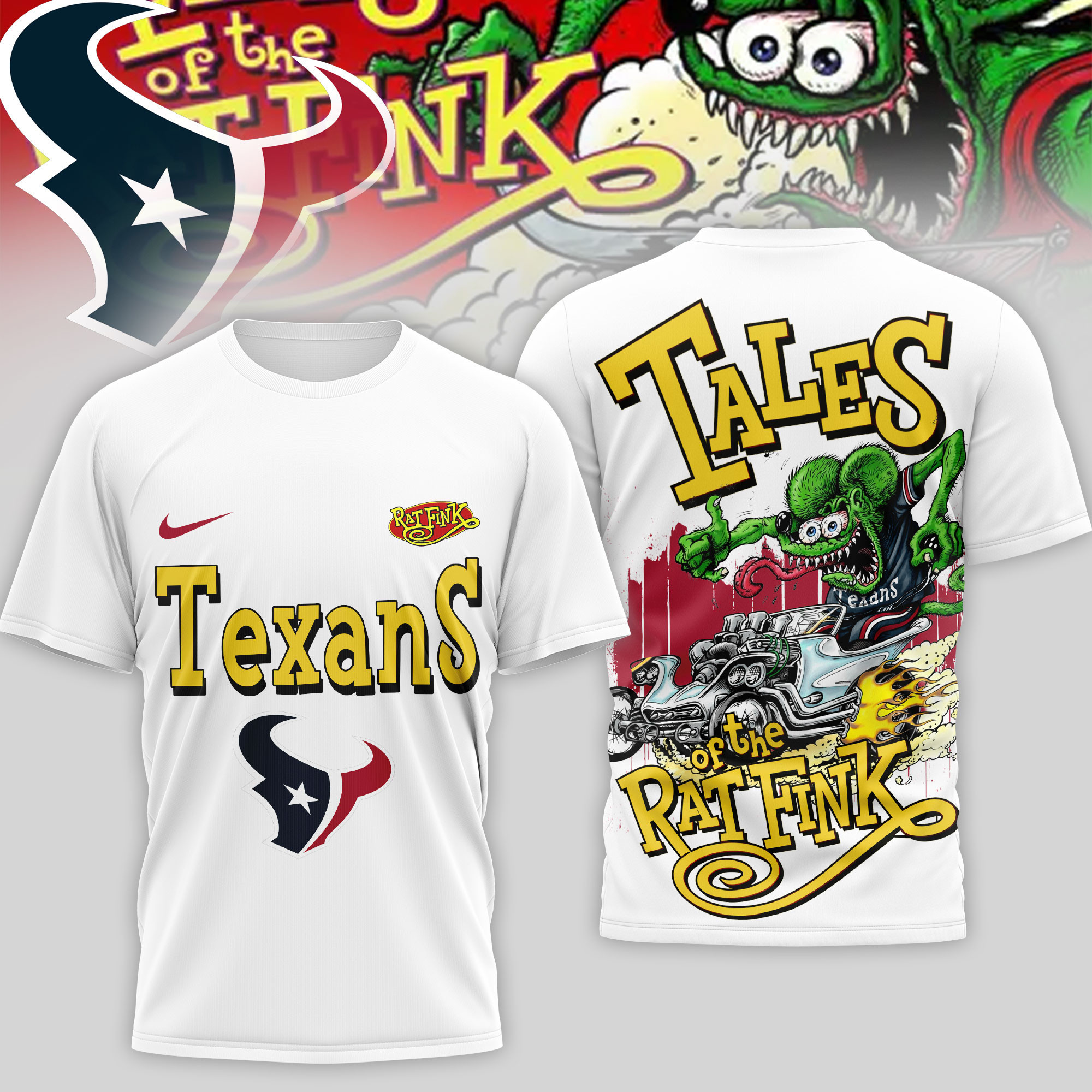Houston Texans | Premium NFL Rat Fink 3D Shirt TD