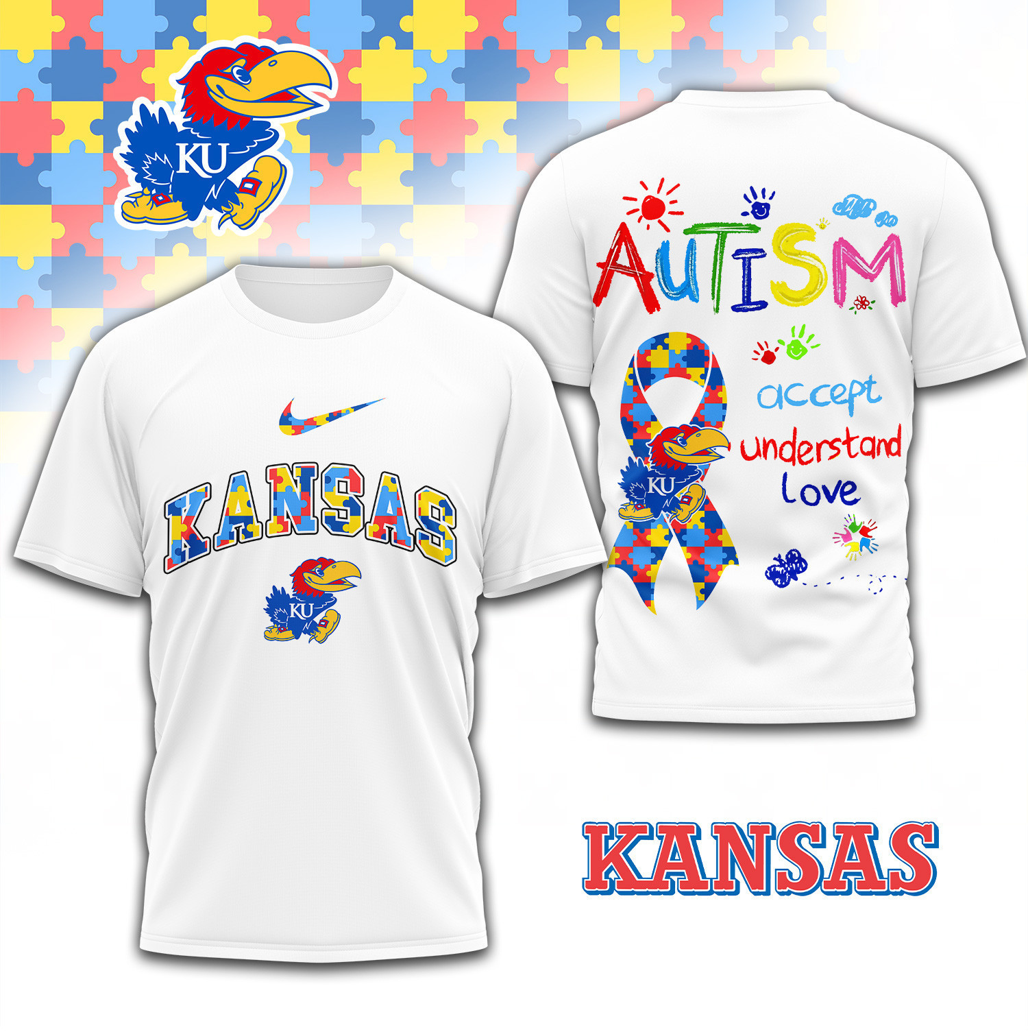 Kansas Jayhawks | Premium NCAA Autism 3D Shirt TD