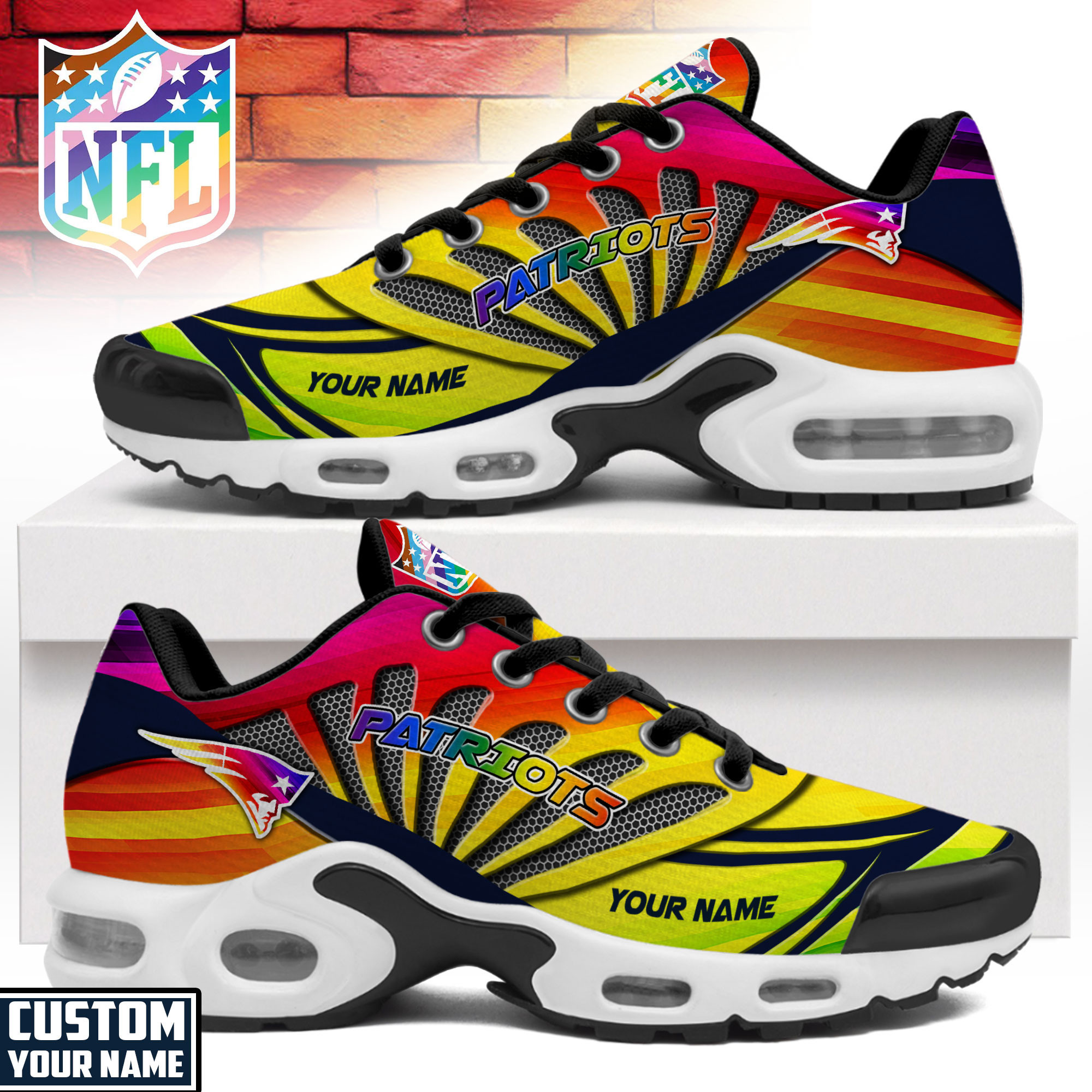 New England Patriots | Premium NFL Pride Month Air Max Shoes NTH1