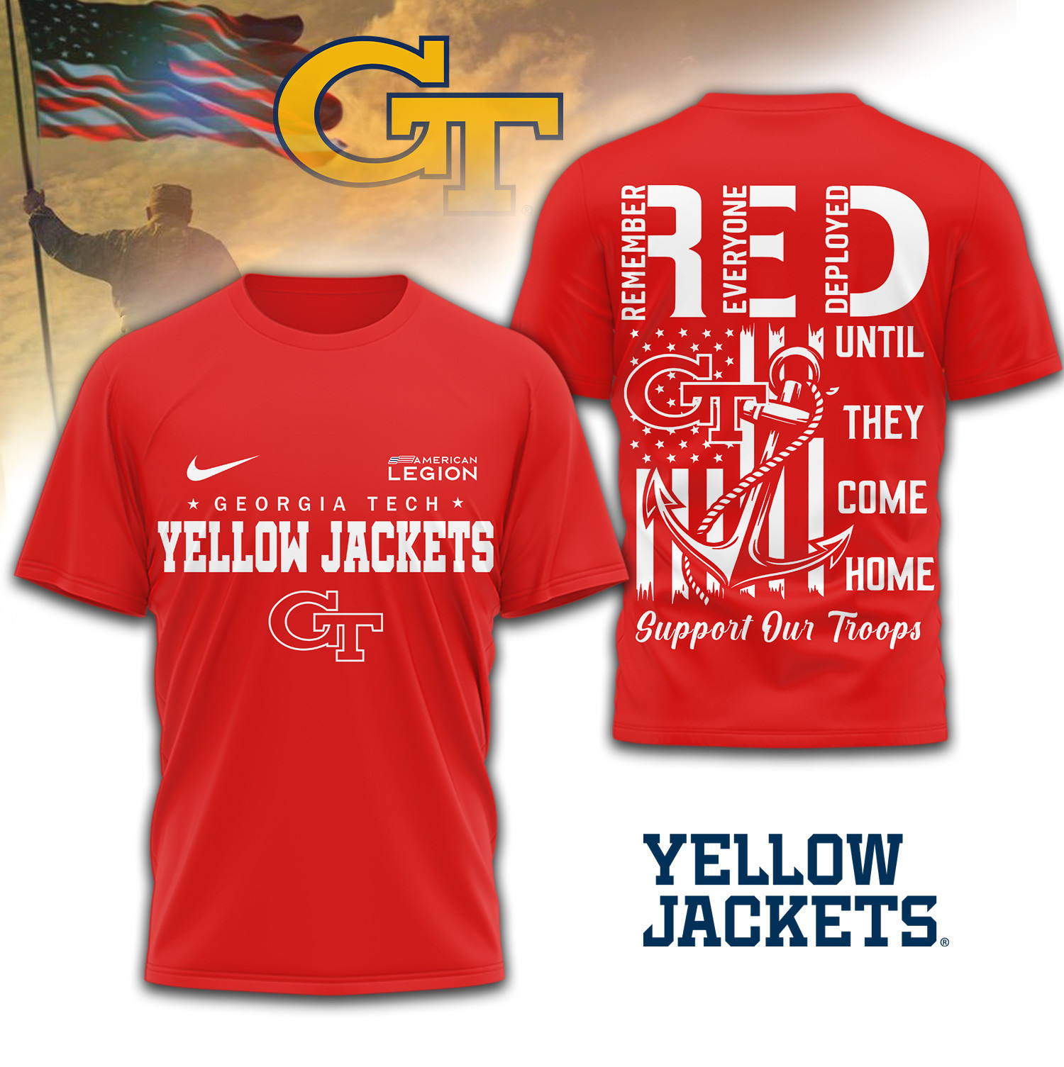 Georgia Tech Yellow Jackets | Premium NCAA Red Friday Shirt TD