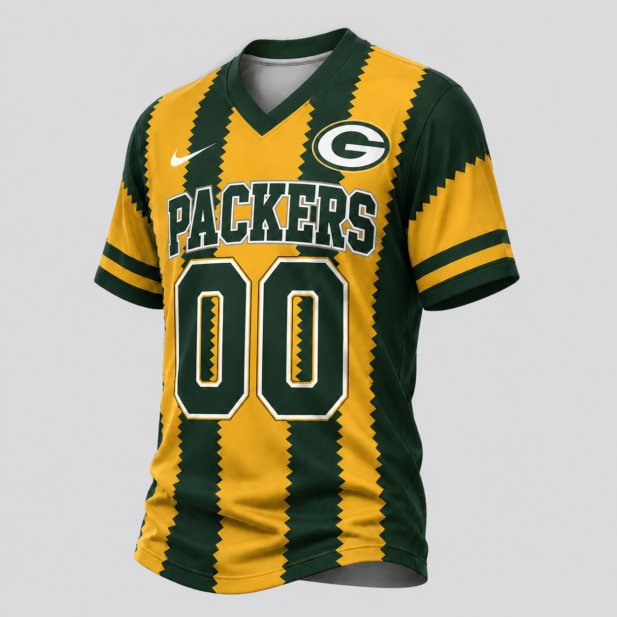 Green Bay Packers | Premium NFL Bold Stripe Custom V-Neck Jersey NTH1