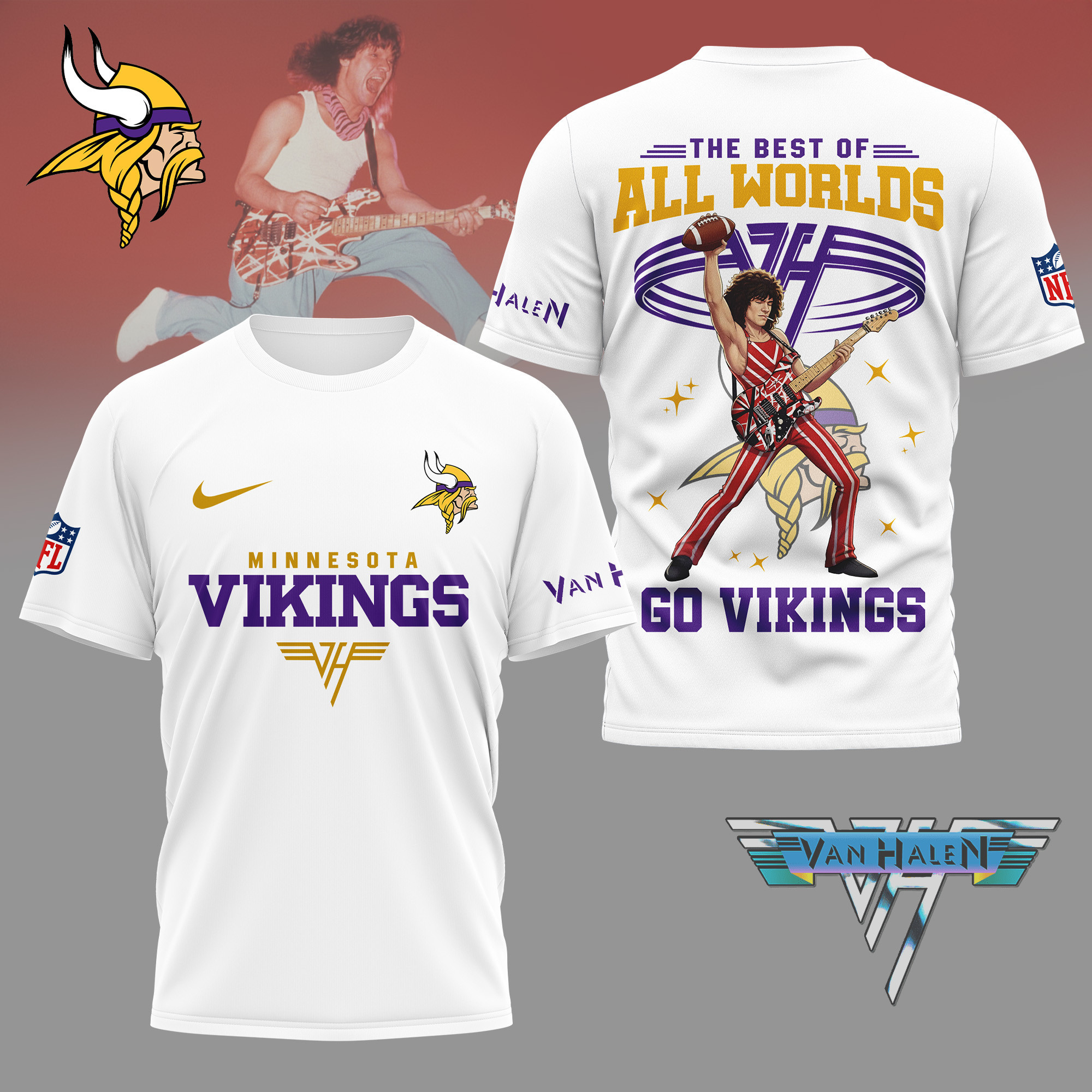 Minnesota Vikings | Premium NFL Van Halen Graphic 3D Shirt NY