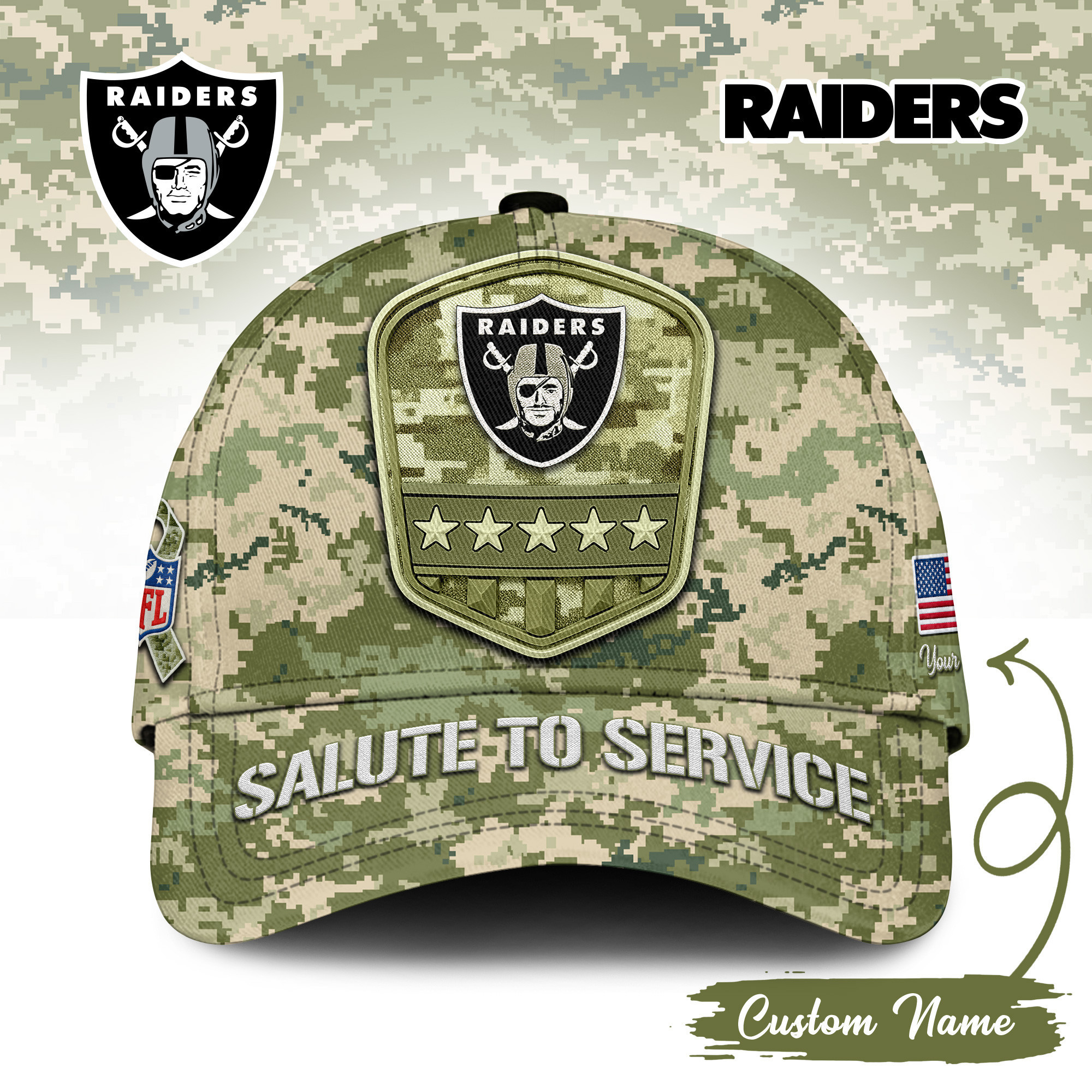 Las Vegas Raiders | Premium NFL Salute To Service Classic Cap TD