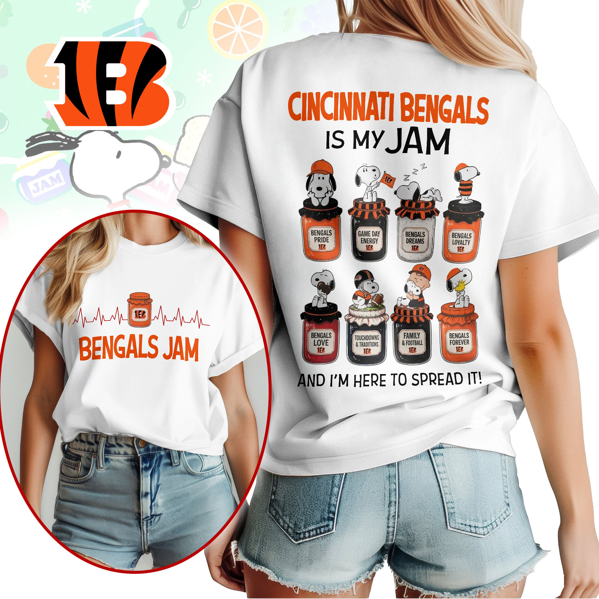Cincinnati Bengals | Premium NFL Jam Peanuts Football Fan 3D Shirt NY