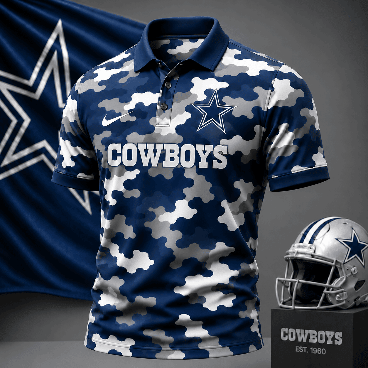 Dallas Cowboys | Premium NFL Camo Polo Shirt NY