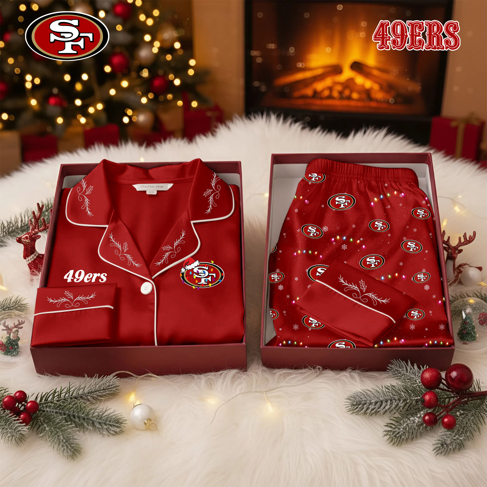 San Francisco 49ers | Premium NFL Christmas Cozy Pajamas TD