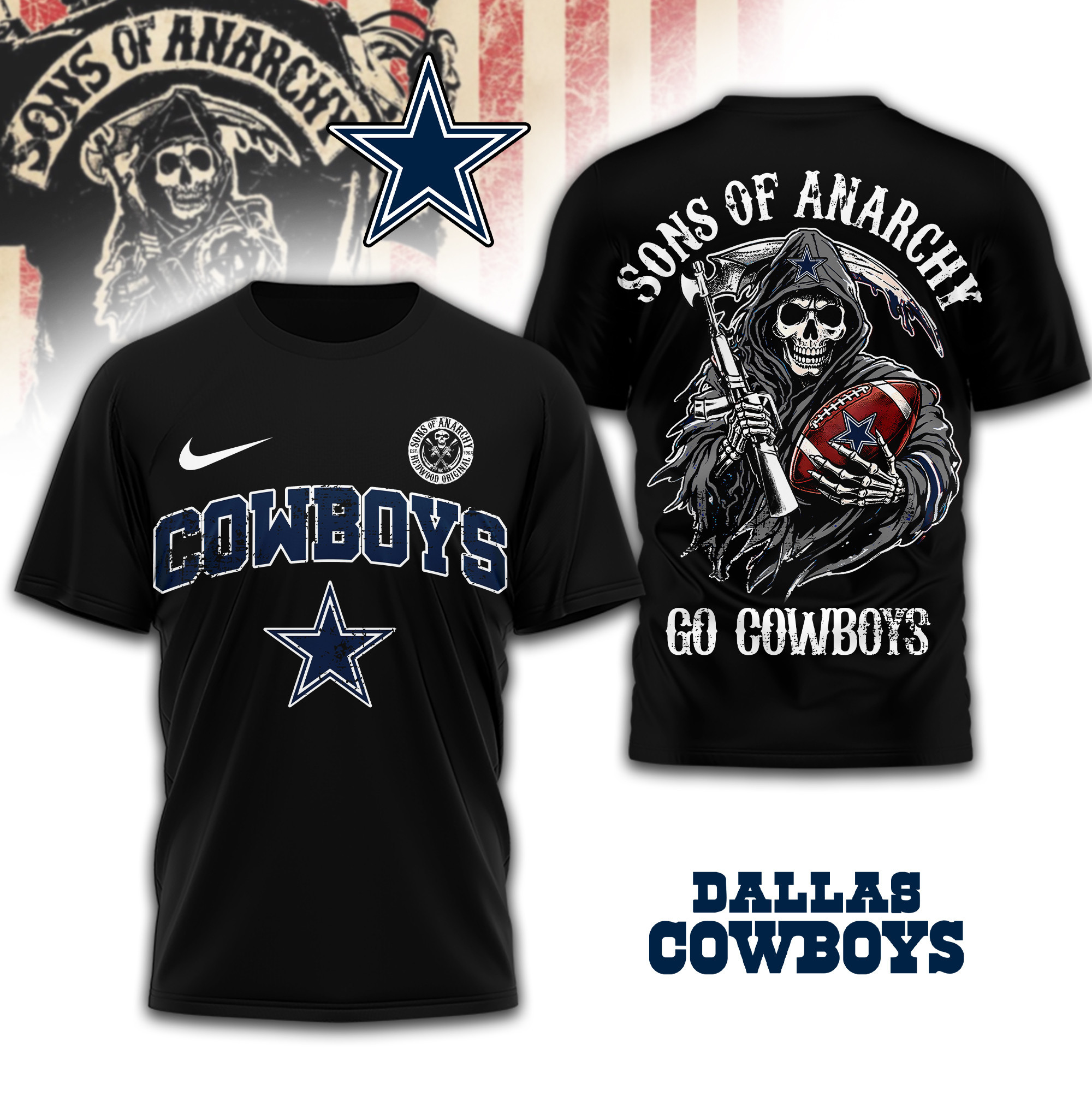Dallas Cowboys | Premium NFL Sons of Anarchy 3D Shirt TD