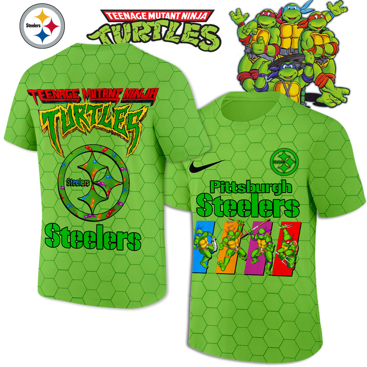 Pittsburgh Steelers | Premium NFL x Teenage Mutant Ninja Turtles 3D Shirt HI