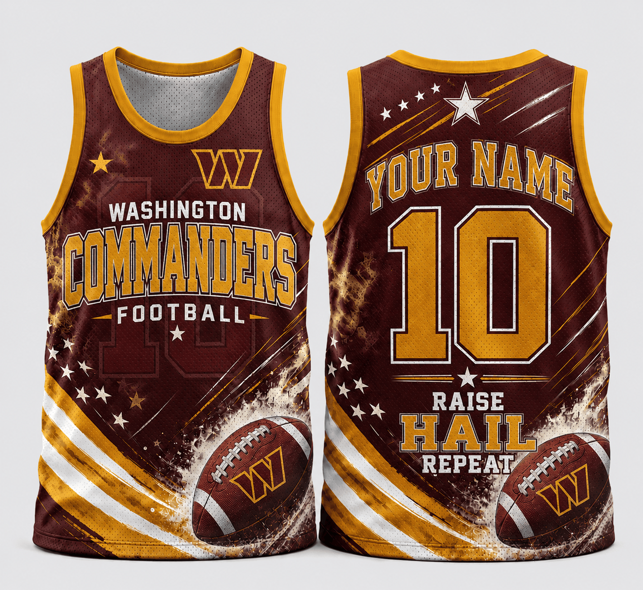 Washington Commanders | Premium NFL Custom Name & Number Football Tank Top for Loyal Fans and Game Day Pride TD