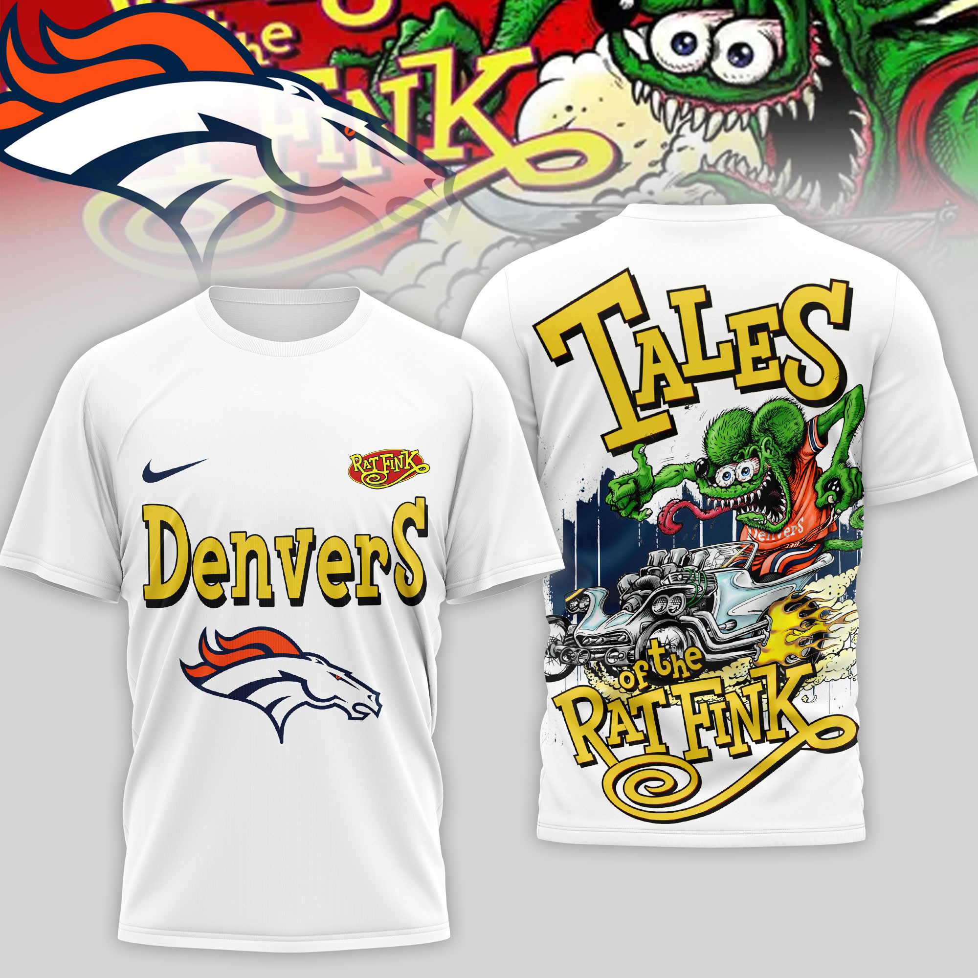 Denver Broncos | Premium NFL Rat Fink 3D Shirt TD