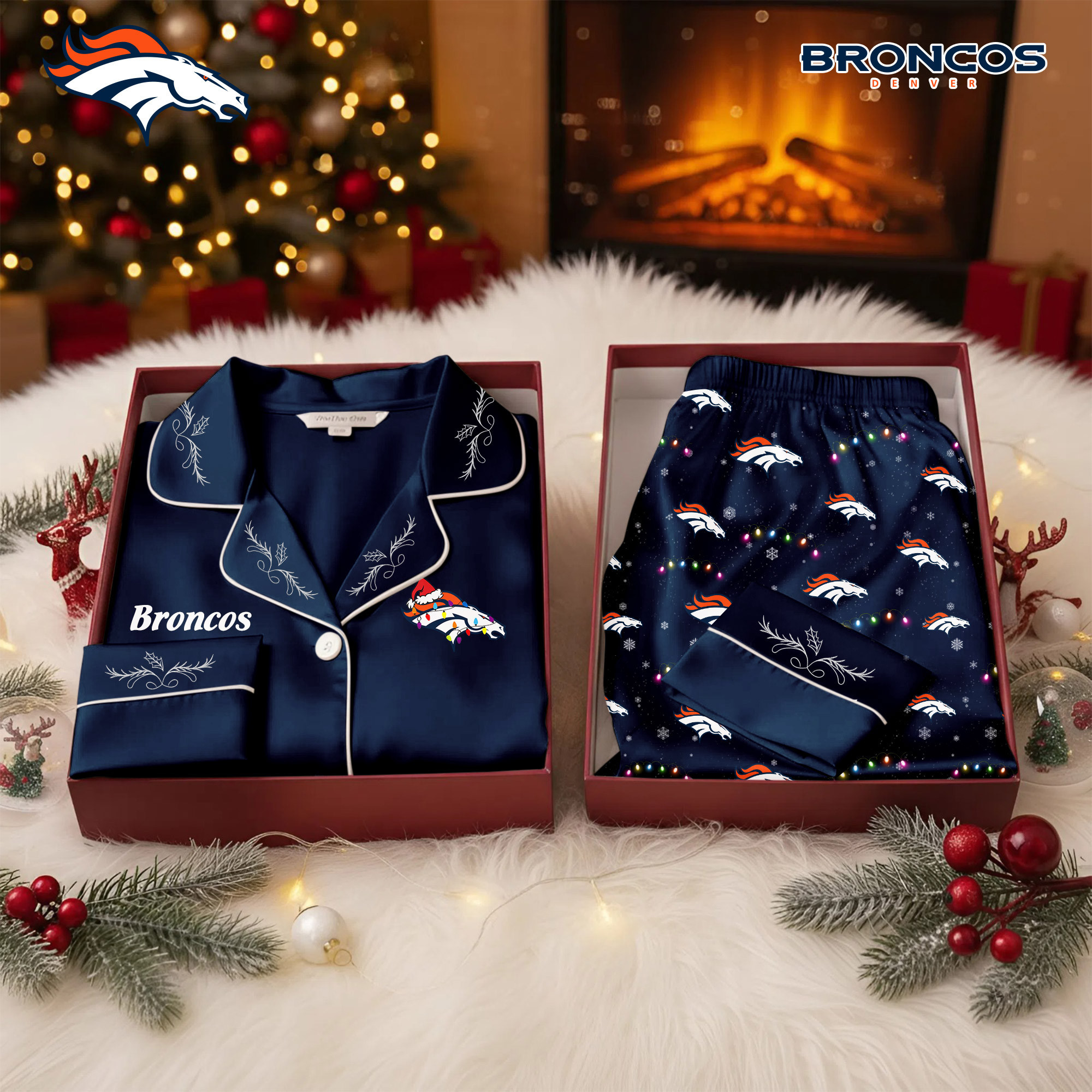 Denver Broncos | Premium NFL Christmas Cozy Pajamas TD