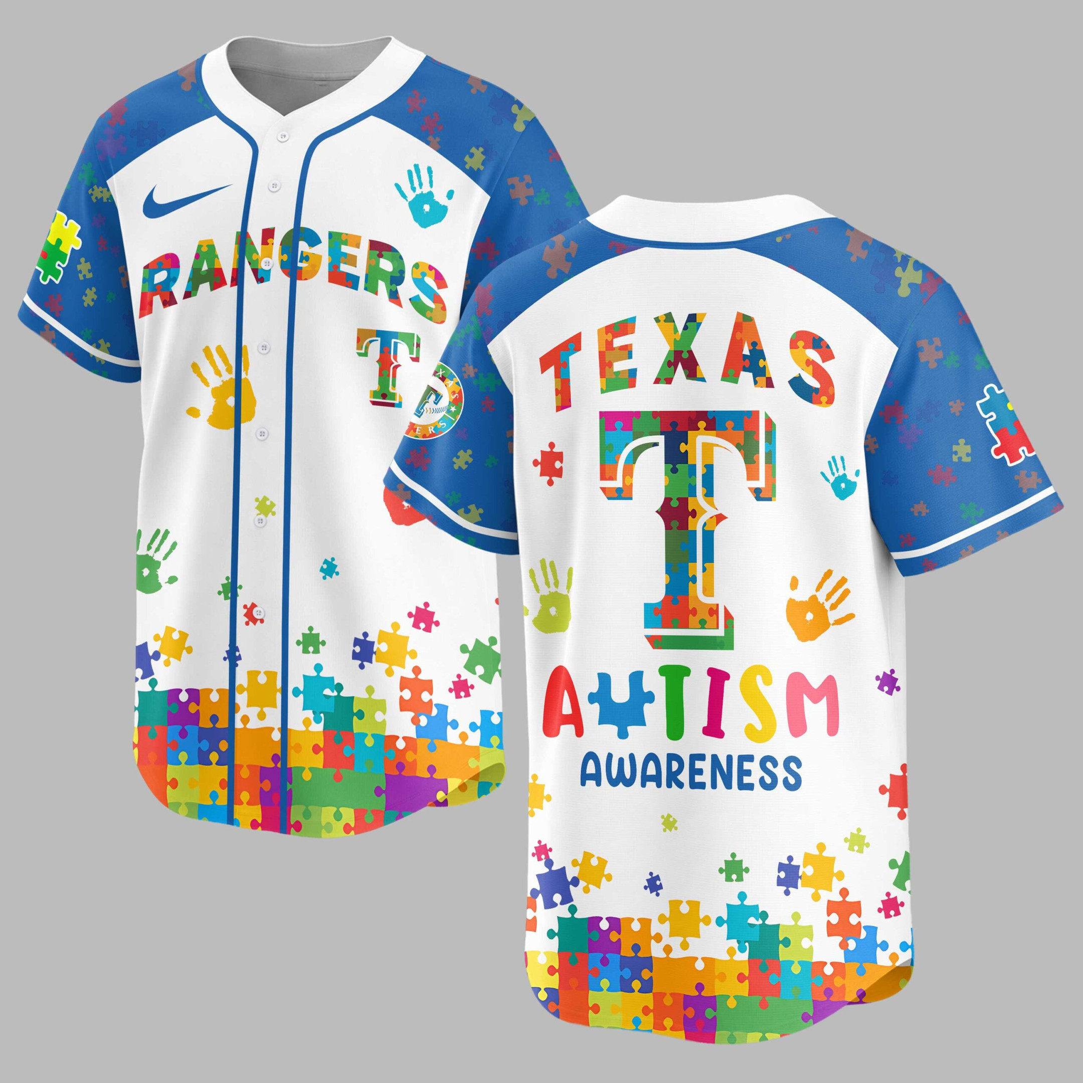 Texas Rangers | MLB x Autism Awareness Puzzle Premium Jersey