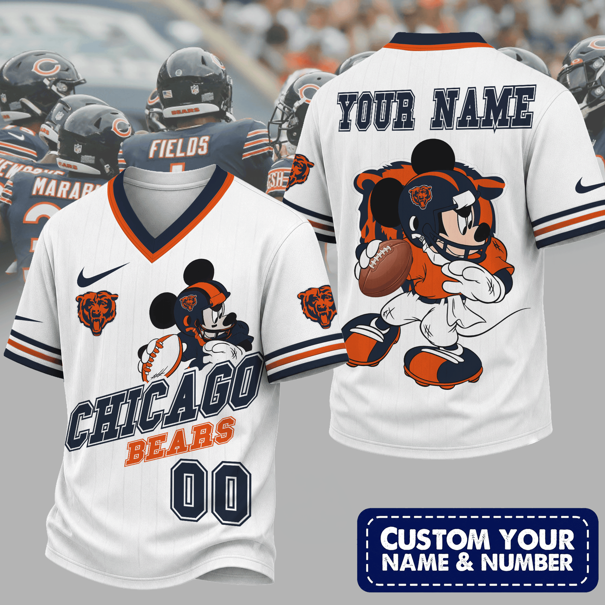 Chicago Bears | Premium NFL Mickey Quarterback V-Neck Jersey NTH1