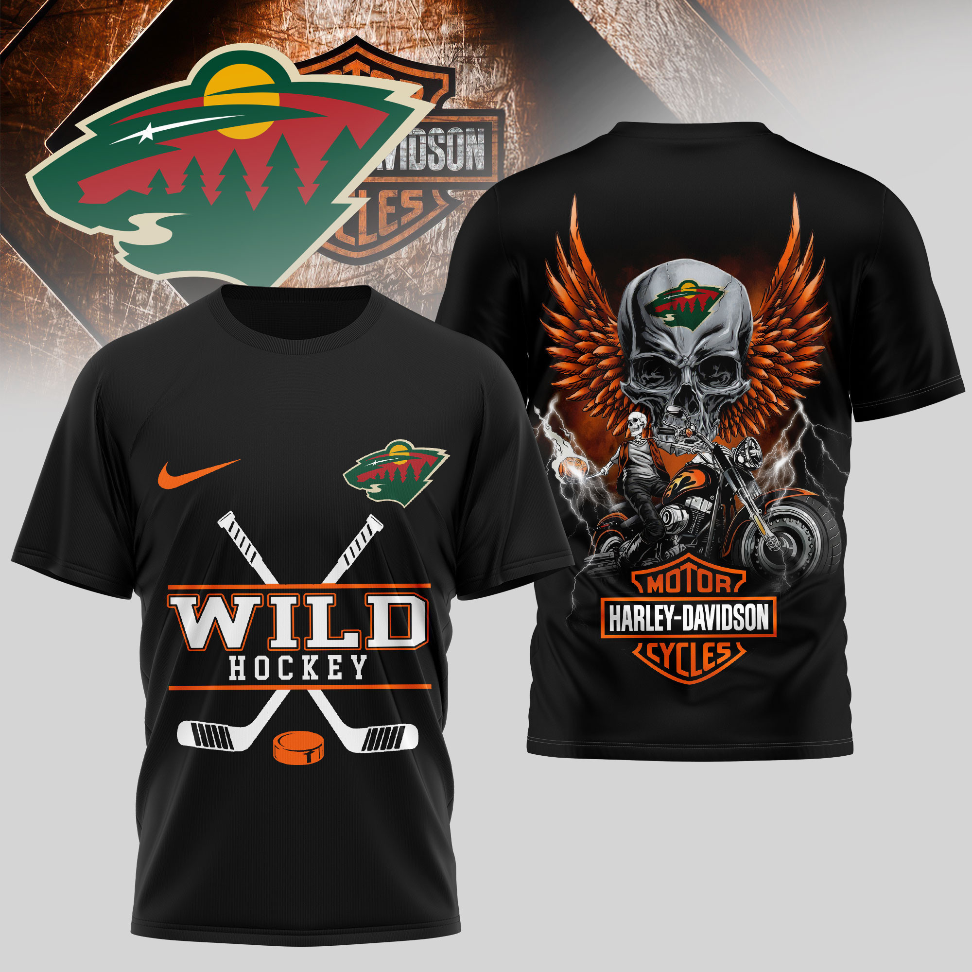 Minnesota Wild | Premium NHL Harley Davidson 3D Shirt TD