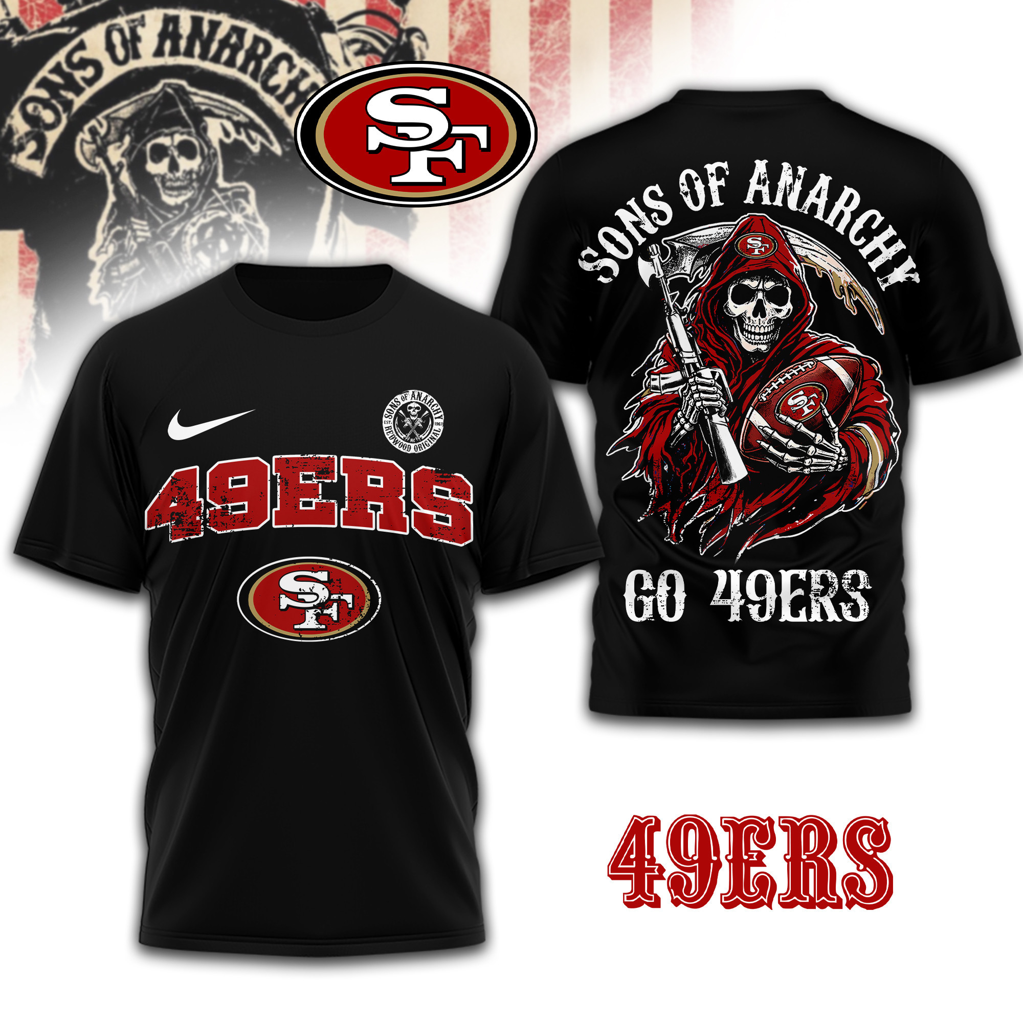San Francisco 49ers | Premium NFL Sons of Anarchy 3D Shirt TD