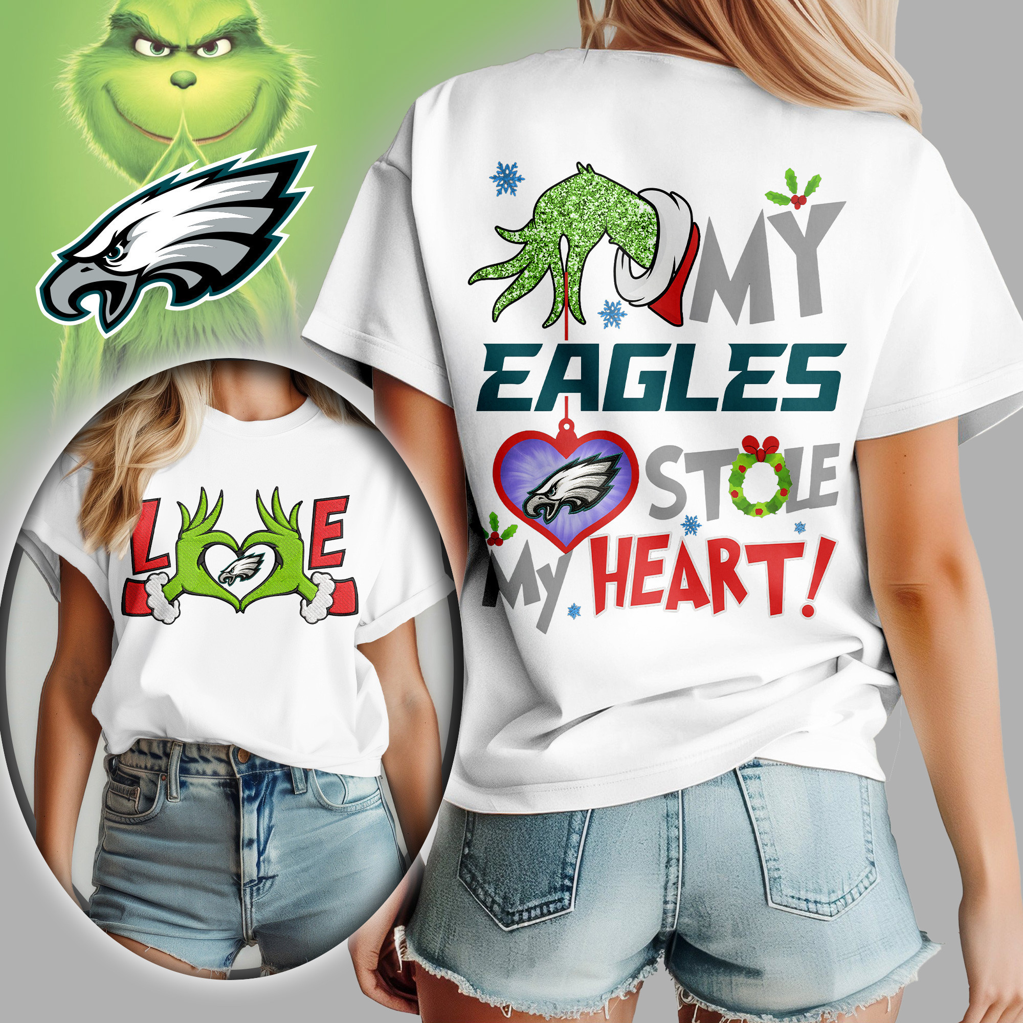 Philadelphia Eagles | Premium NFL Grinch Women's Shirt TD