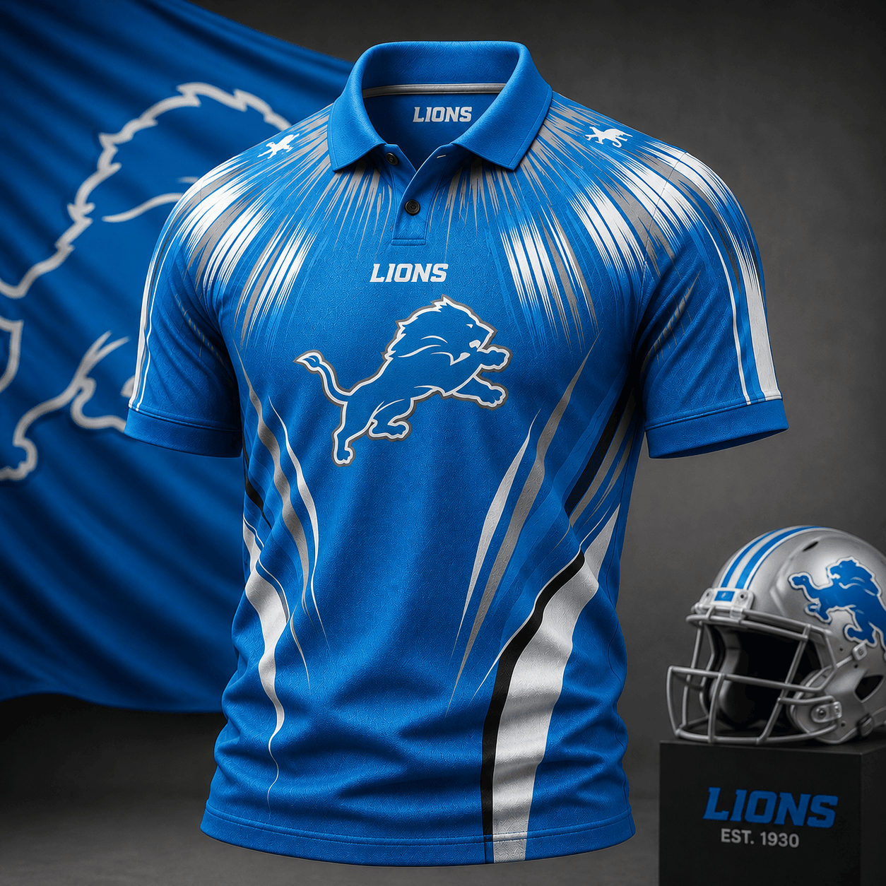 Detroit Lions | Premium NFL Victory Rush Polo Shirt NY