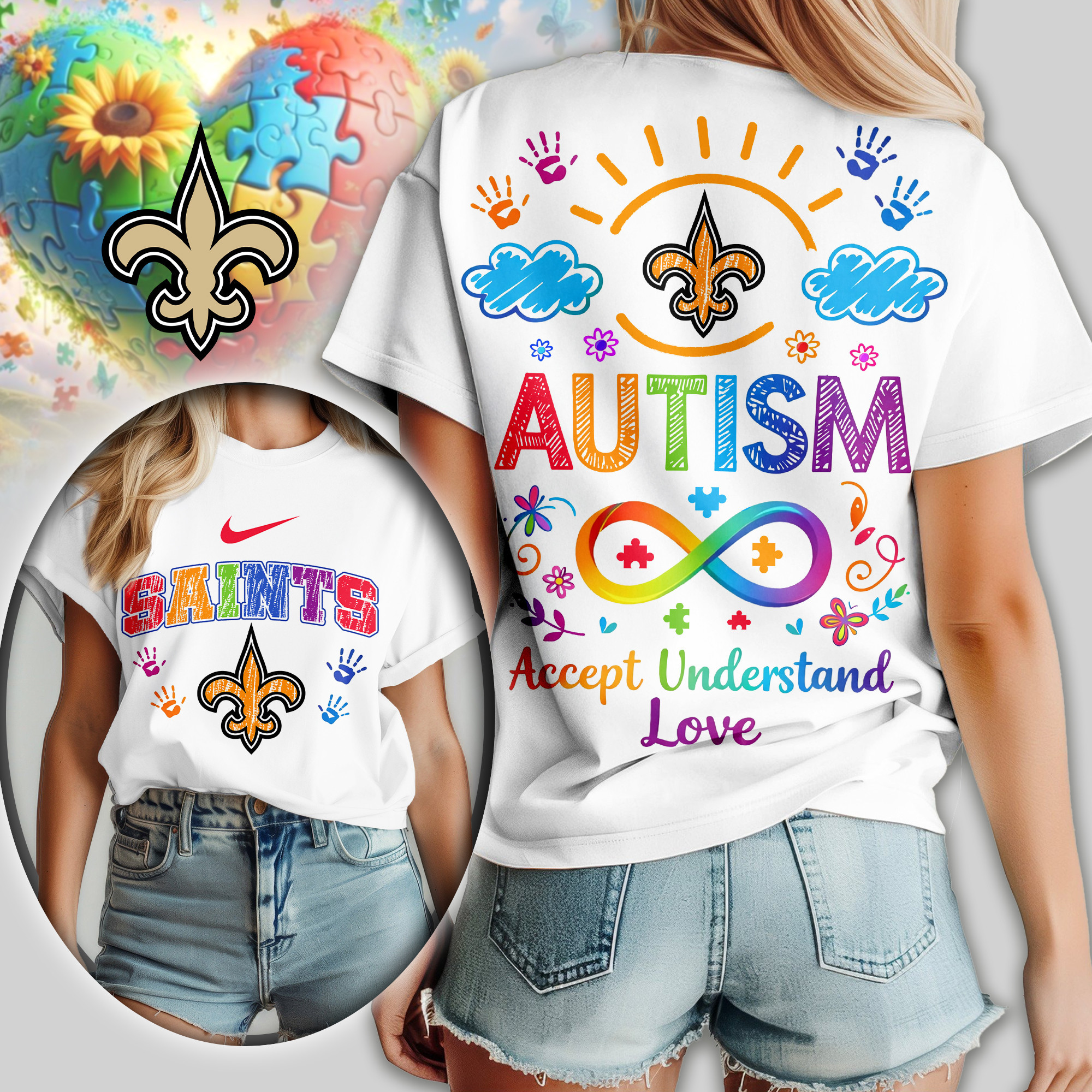 New Orleans Saints | Premium NFL National Autism Acceptance Month Women Shirt TD